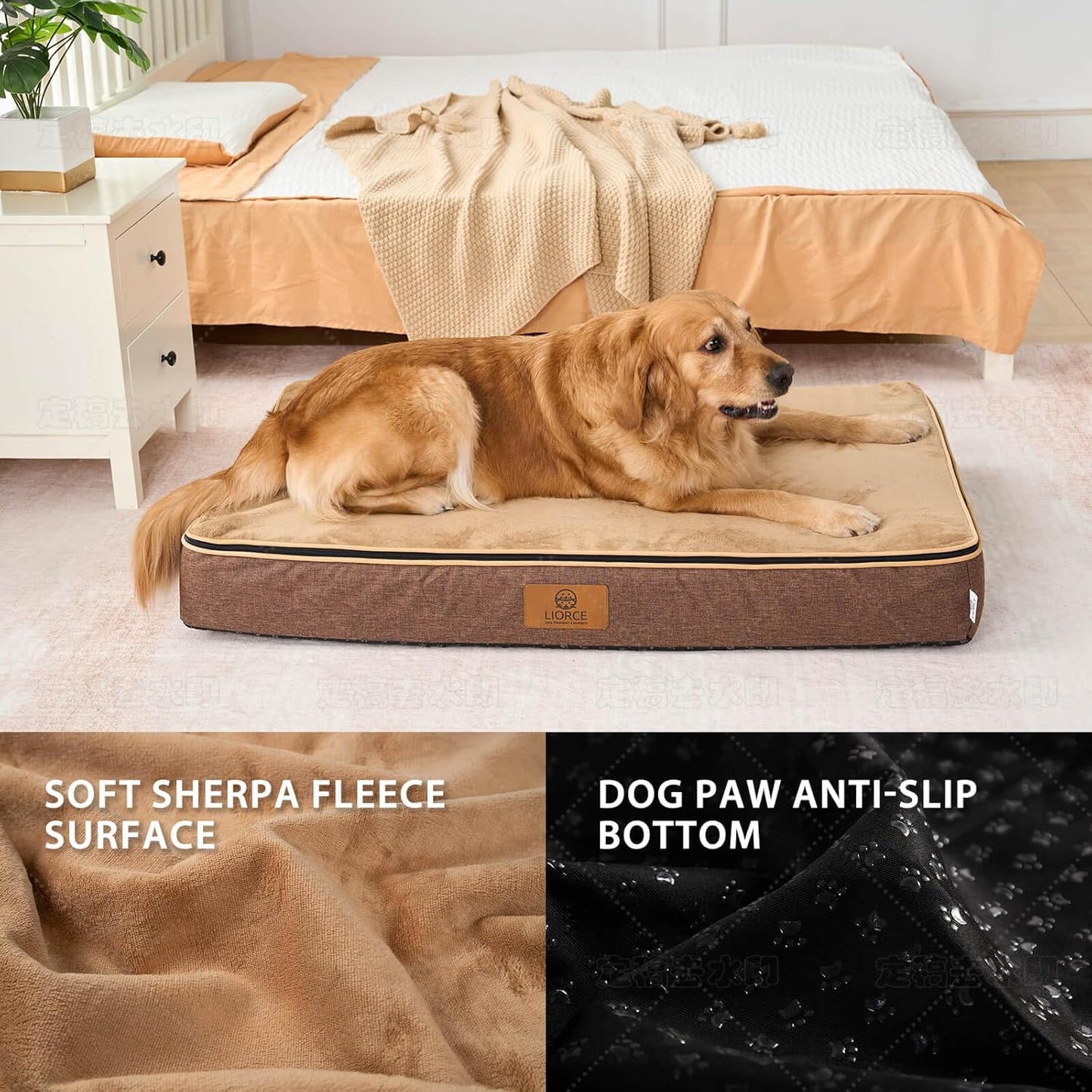 Orthopedic Memory Foam XXL Dog Bed - 6" Thick Beds for Extra Large Sized Dog - Waterproof Removable Washable Cover & Wrap-Around Zipper - Ultimate Comfort & Easy Maintenance, Brown