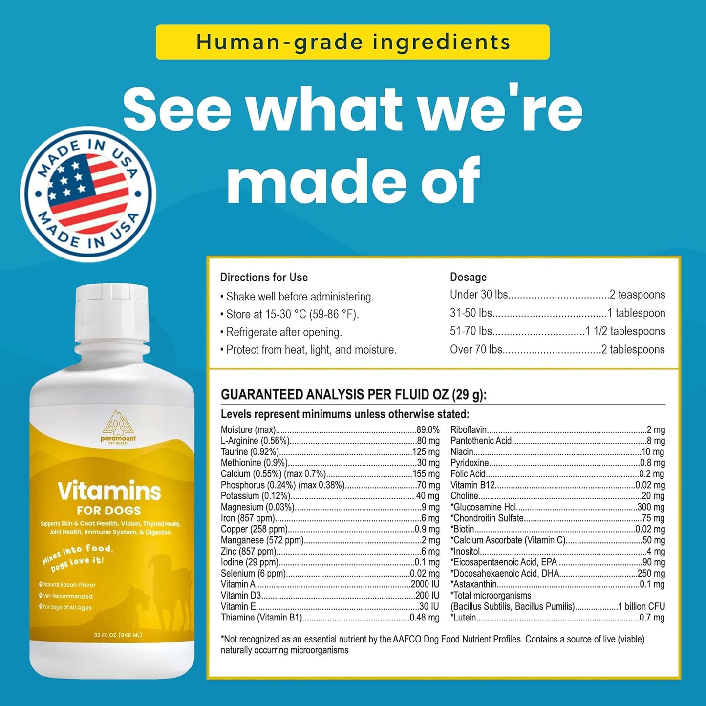 Large Dog Vitality Bundle: Liquid Glucosamine & Vitamins for Joint Health and Wellness