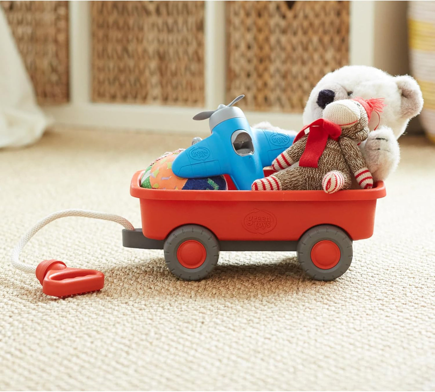 Green Toys Wagon, Orange CB - Pretend Play, Motor Skills, Kids Outdoor Toy Vehicle. No BPA, phthalates, PVC. Dishwasher Safe, Recycled Plastic.