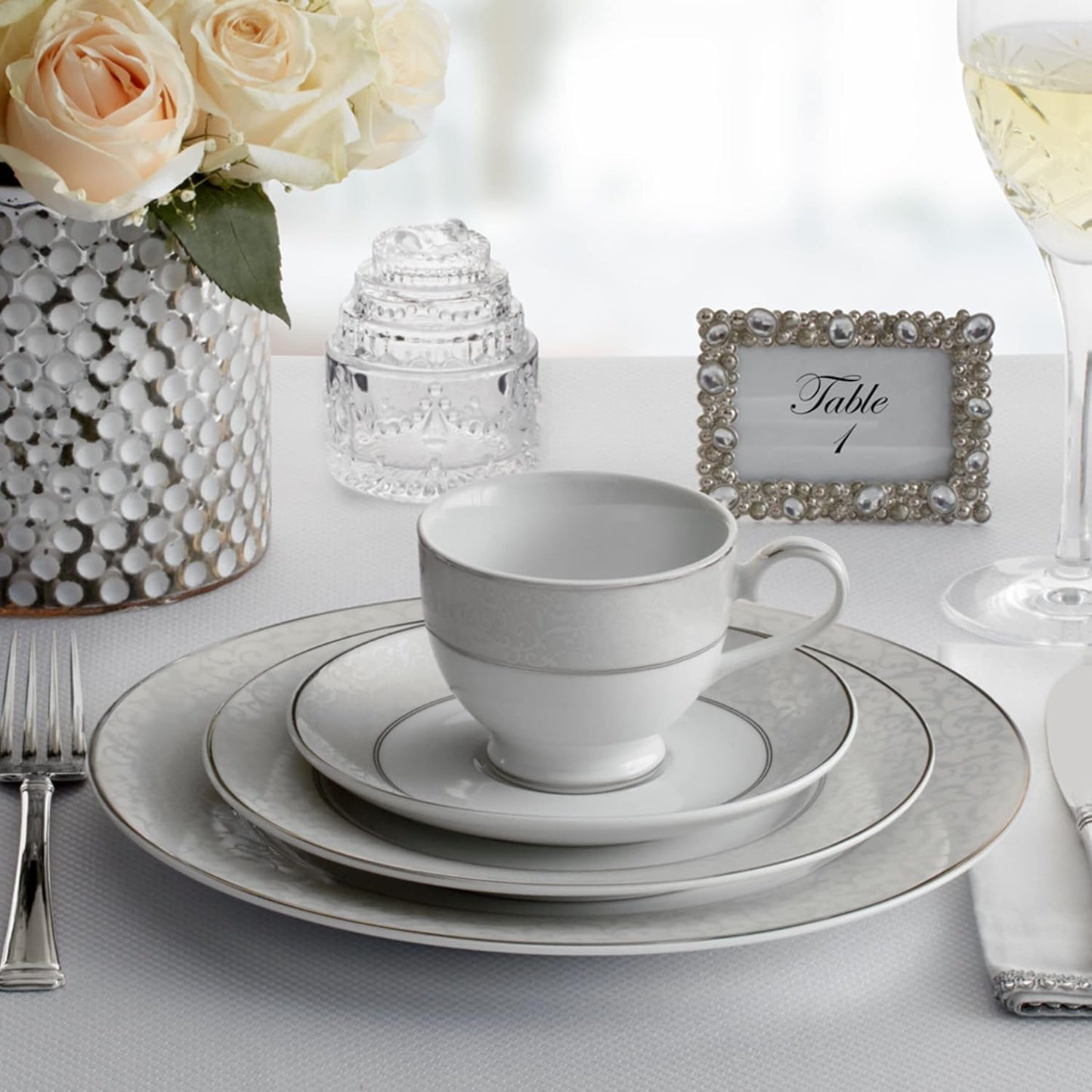 Mikasa Parchment 40-Piece Dinnerware Set, Service for 8, Durable Porcelain Plates, Bowls, and Mugs with Contemporary Design, Dishwasher Safe