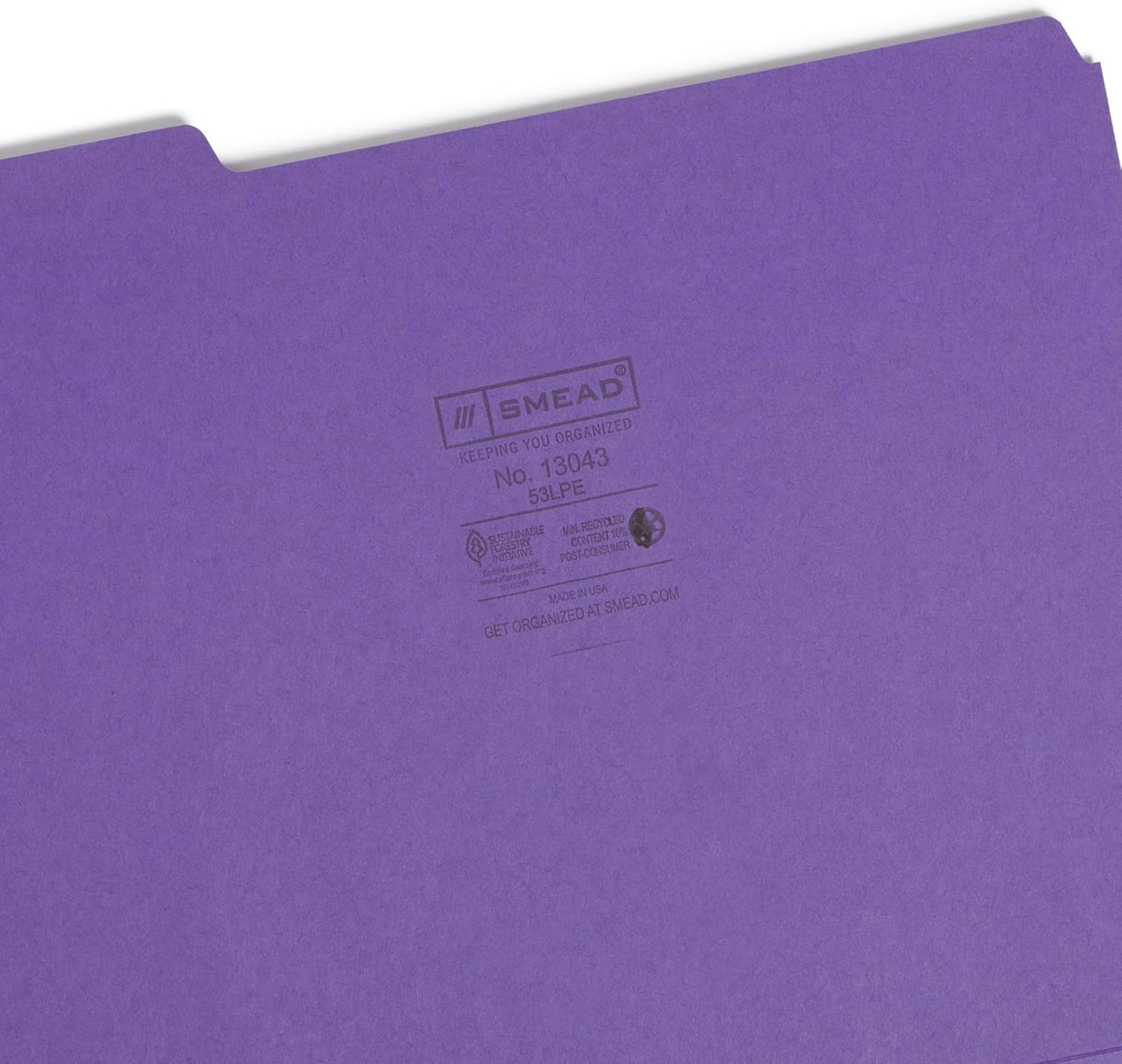 Smead Standard File Folders, 100 Count, Purple, 1/3-Cut Tabs, Letter Size (13043)