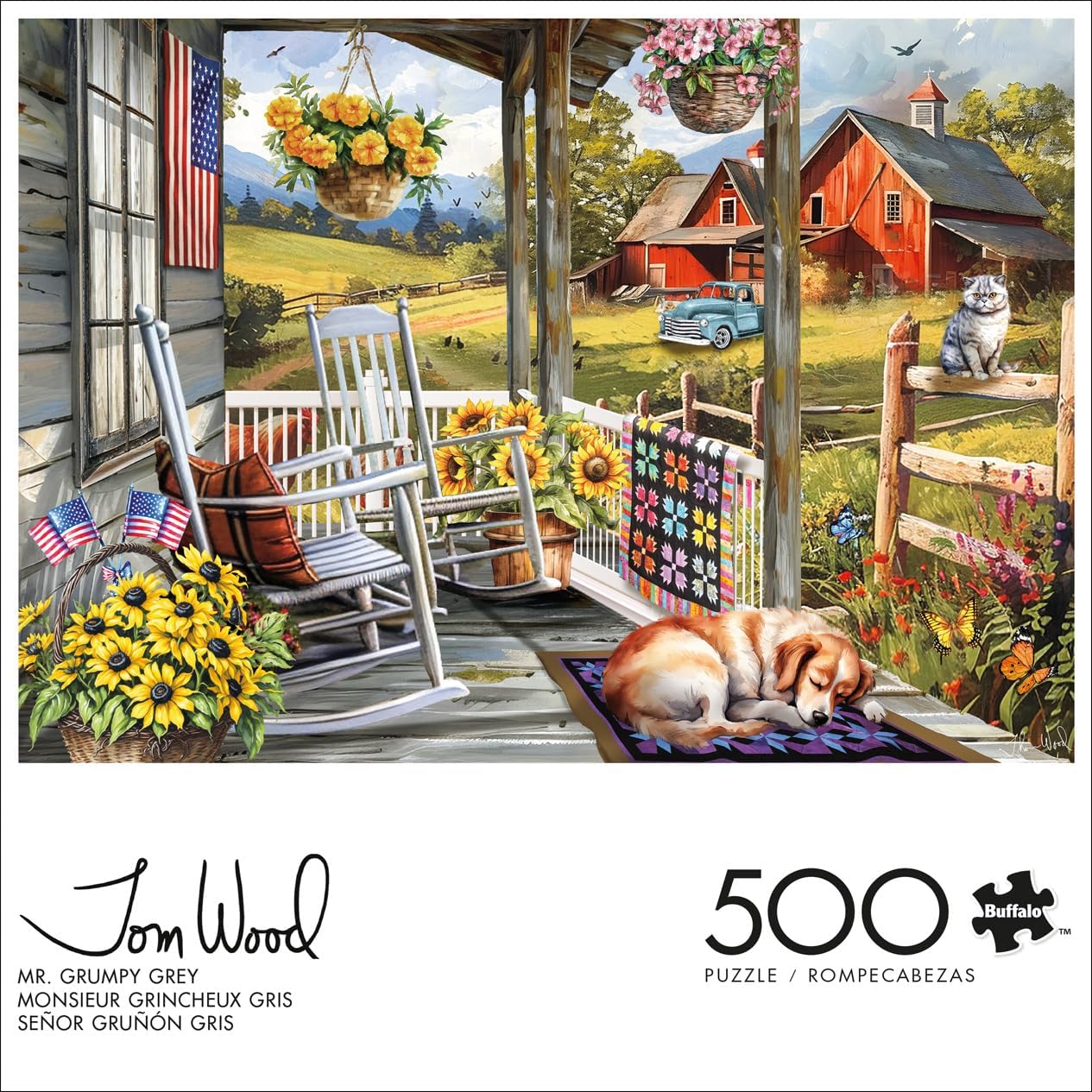 Buffalo Games - Tom Wood - Mr. Grumpy Grey - 500 Piece Jigsaw Puzzle for Adults - Challenging Puzzle Perfect for Game Nights - Finished Size is 21.25 x 15.00