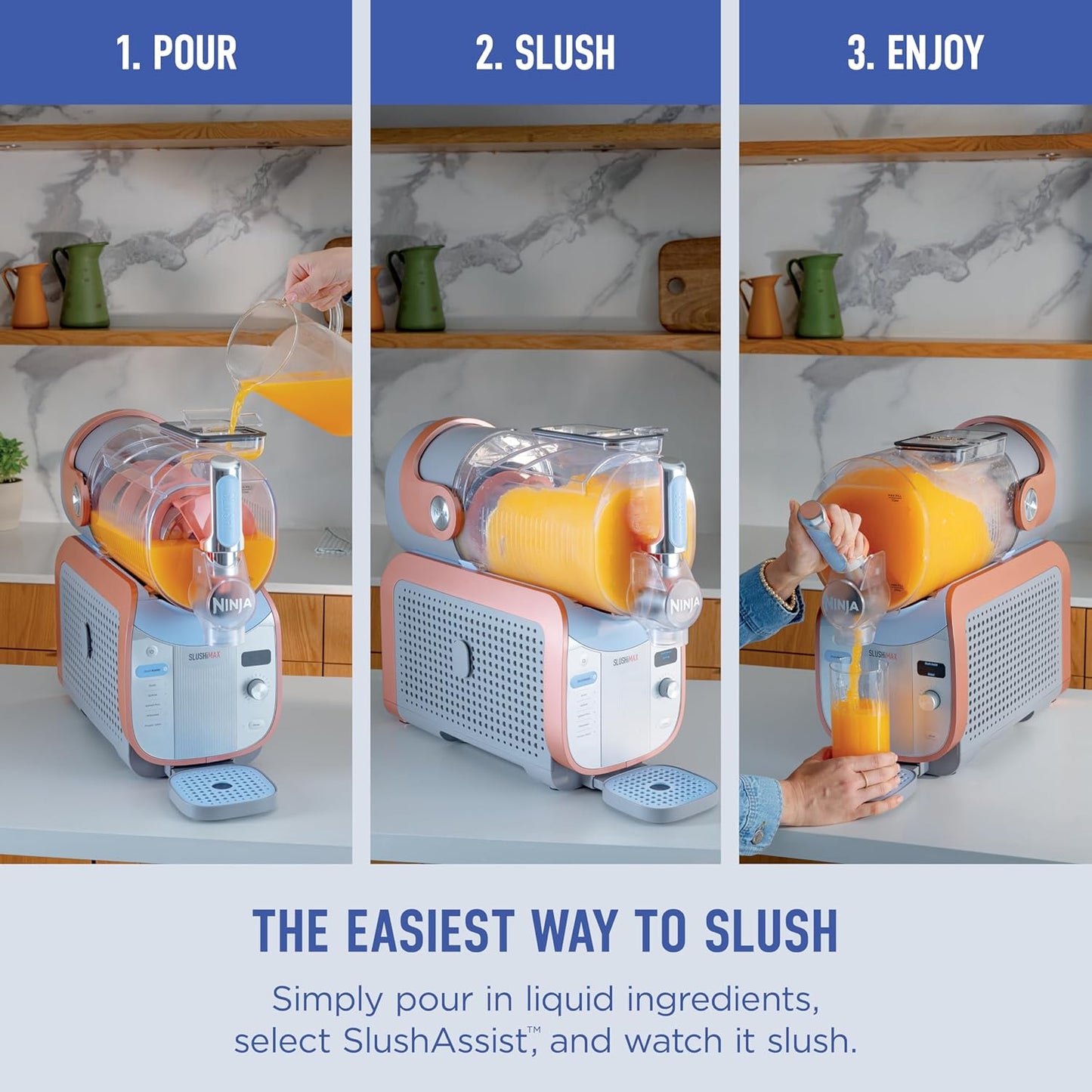 Ninja SLUSHi Max XXL Smart Frozen Drink Maker | Top Performance & Smart Technology, Party-Size 150oz Capacity, No Ice Needed, 6 Programs, Ideal Temp & Texture up to 12 hours | Peach FS605