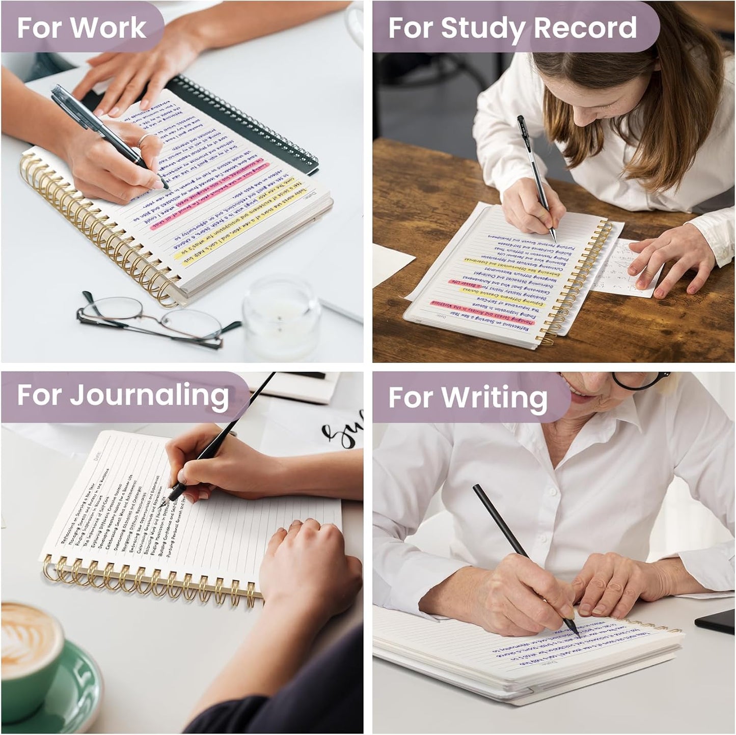 Lined Spiral Notebook Journal for Work, 300 Pages Thick B5 (7.1"x10") College Ruled Journal for Women & Writing, Hardcover Notebook for Note Taking, Perfect for Office Home School Supplies, Purple