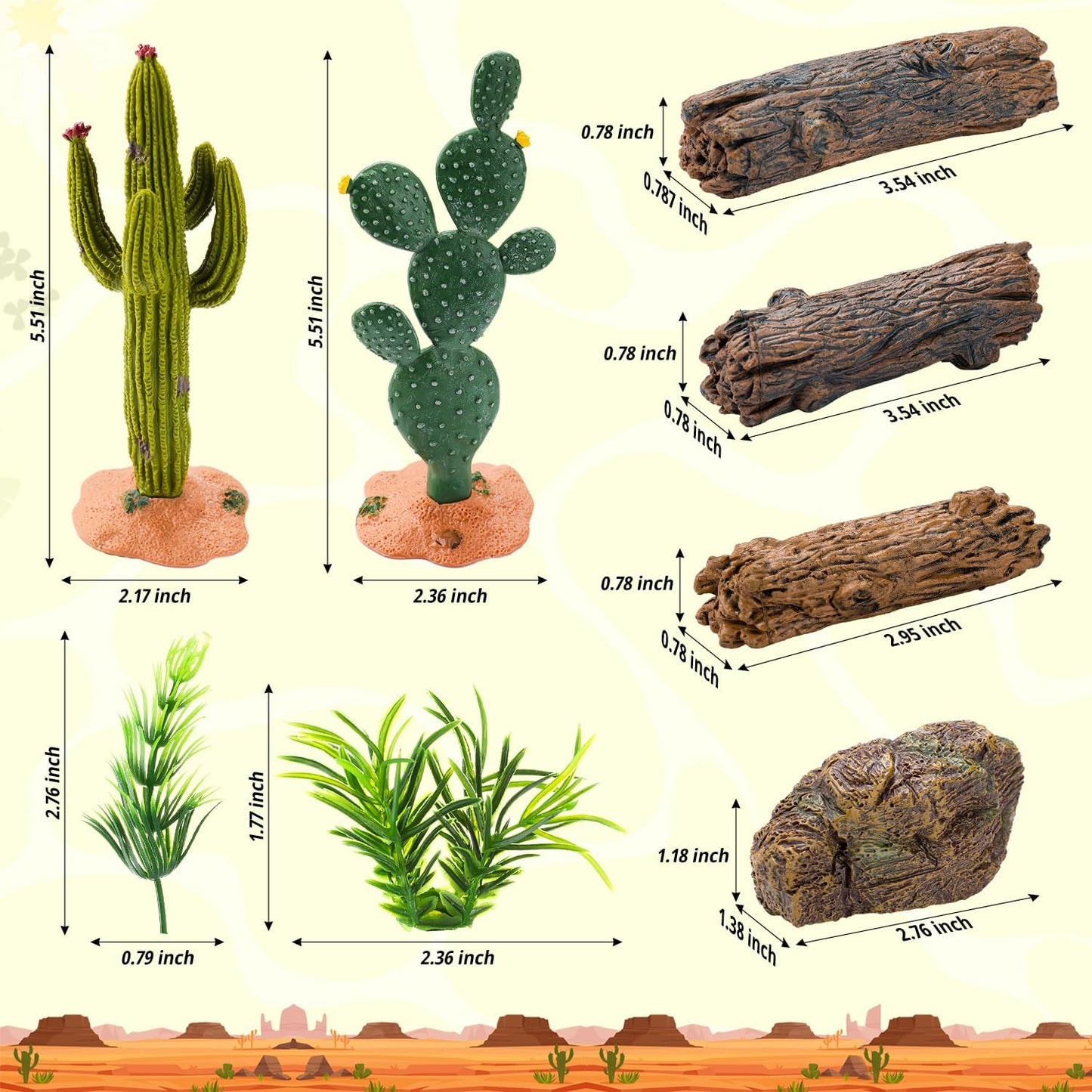 32 Pcs Desert Animal Figurines Set,Desert Diorama Supplies Playset Camel Fox Rattlesnake Lizard Tree Cactus Desert Decor for Kids Cake Toppers Party Favors School Projects Educational Learning