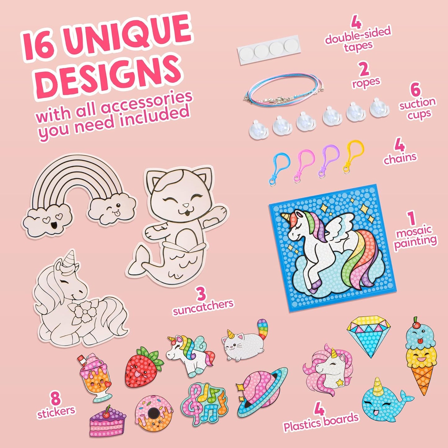 Klever Kits 16 Projects Gem Painting, Kids Diamond Art Kit for Kids with 5D Diamond, Arts and Crafts for Girls Ages 6-12, Gem Craft Activities Kits, Premium Art Gift Ideas for Girls Ages 6, 7, 8+