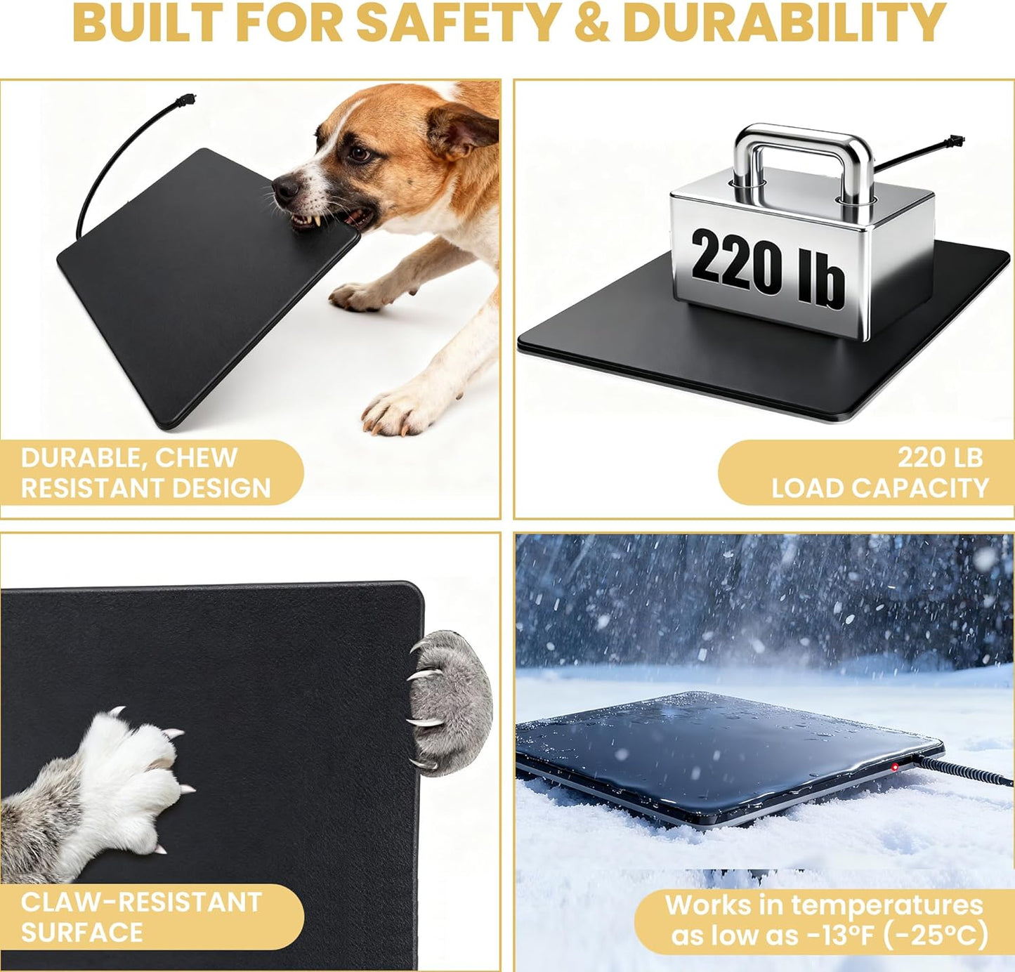 Outdoor Heated Pad for Small Animals, Anti-Bite & Waterproof Cat Heating Pad, Pet Warmer for Outside Feral Cat Houses, Durable Indoor Outdoor Warming Pet Mat in Extreme Weather 16" x 13" 30W
