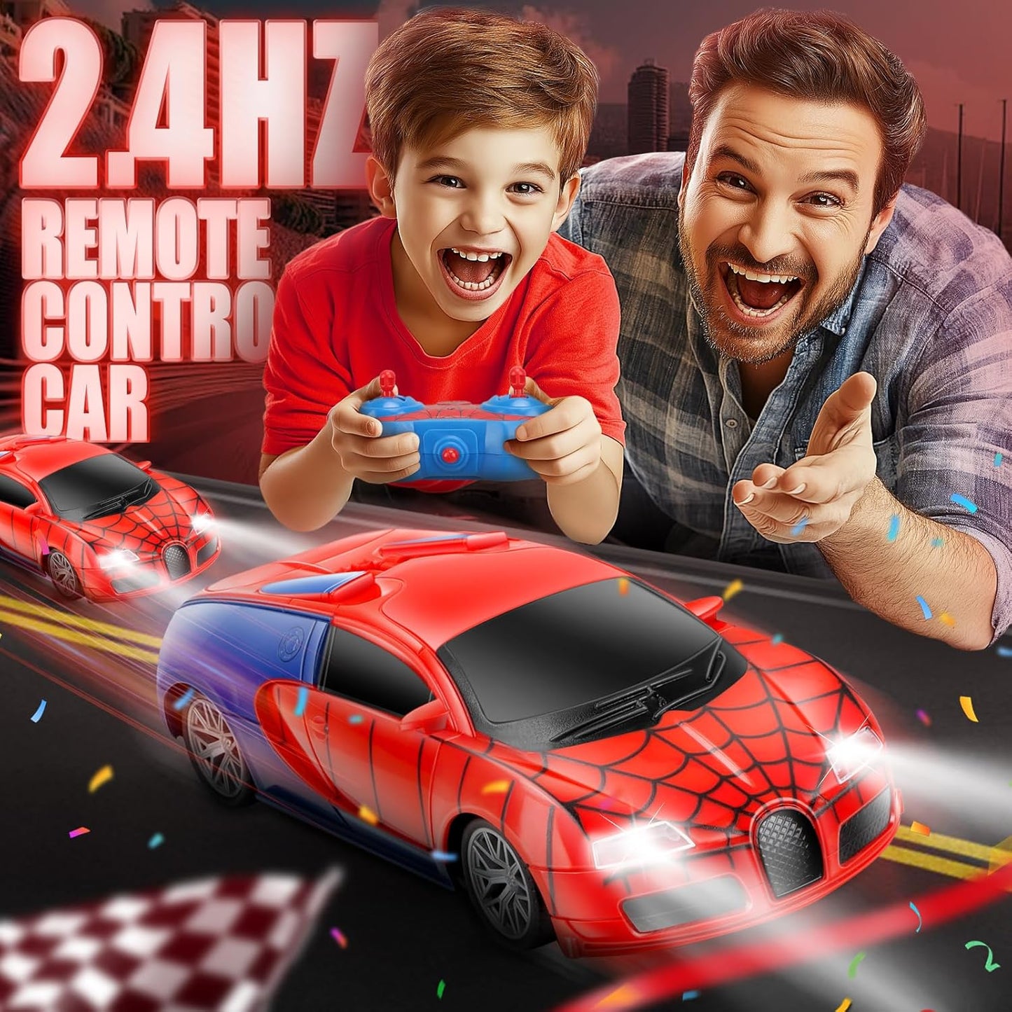 Remote Control Car Toy for Kids: Spider Rc Cars for Boys Age 4-7 Toy Cars for Boys Age 4-7 Racing Car Toys Spider Toys for Boy 4-6 Birthday Gift for 3 4 5 6 7 8 9 Year Old Boy Girls, Red