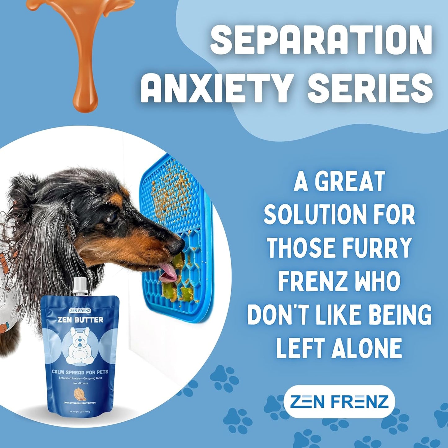 Zen Butter - All-Natural Calming Peanut Butter Spread for Pets - 20oz Resealable Pouch