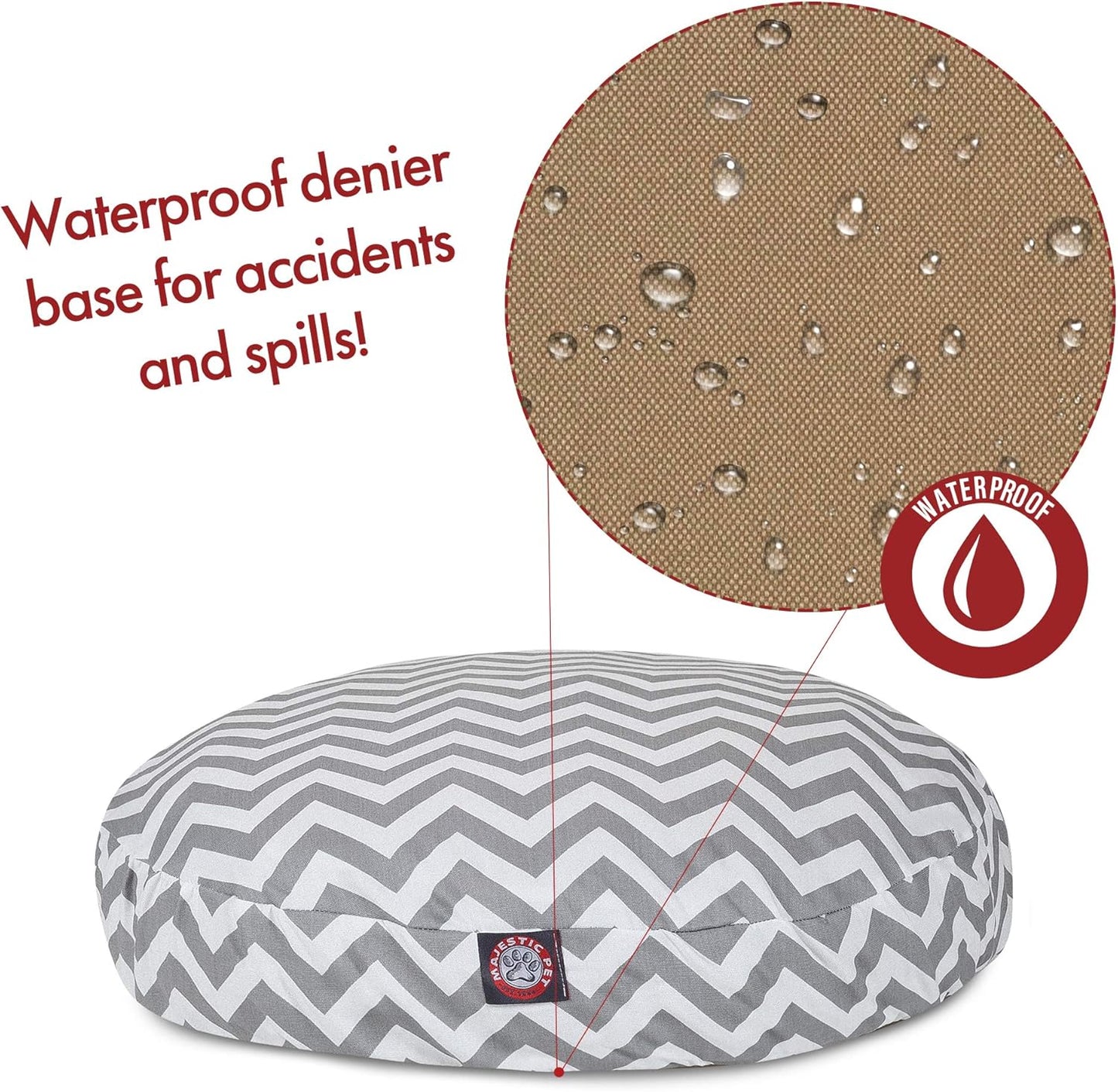 Gray Chevron Small Round Indoor Outdoor Pet Dog Bed With Removable Washable Cover By Majestic Pet Products