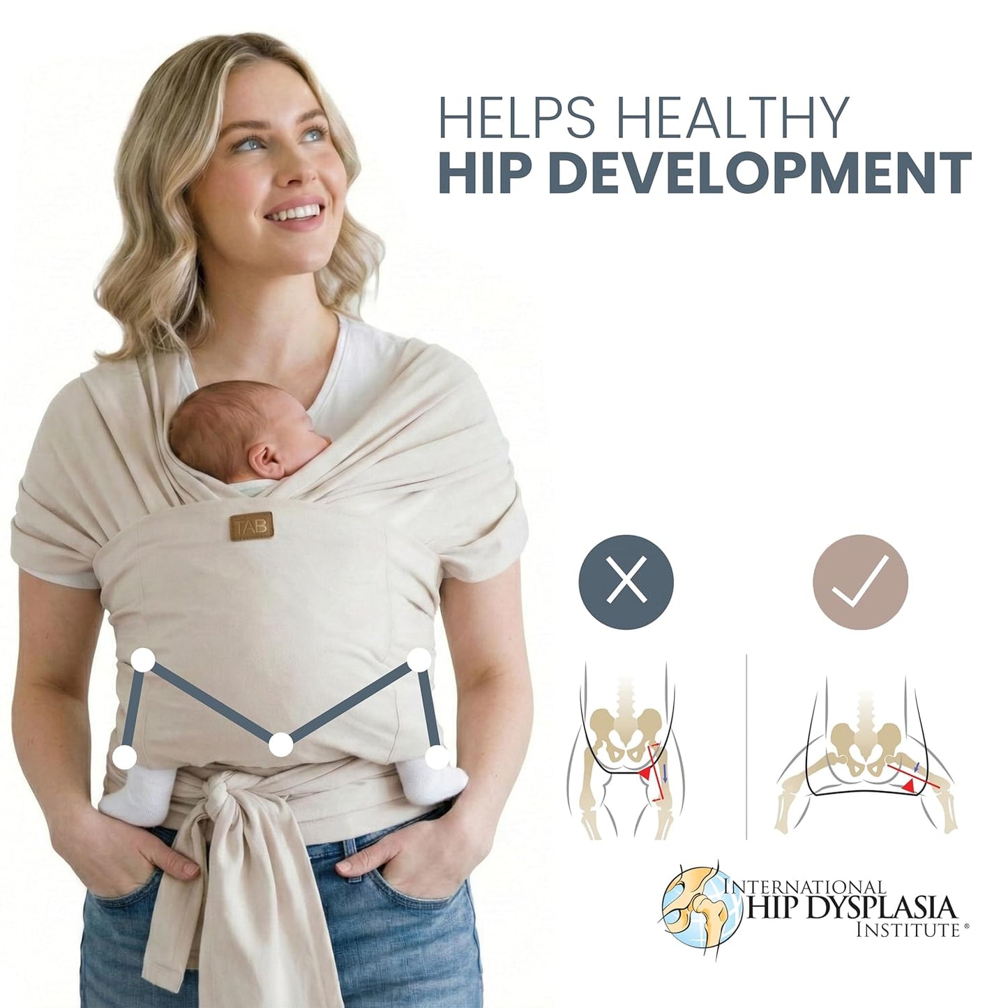 Stylish Beige & Gold Baby Carrier Wrap: Comfortable, Soft & Supportive, Adjustable Ring Sling for Mom & Dad, Ideal for Baby Registry, Newborn to Toddler, Baby Shower