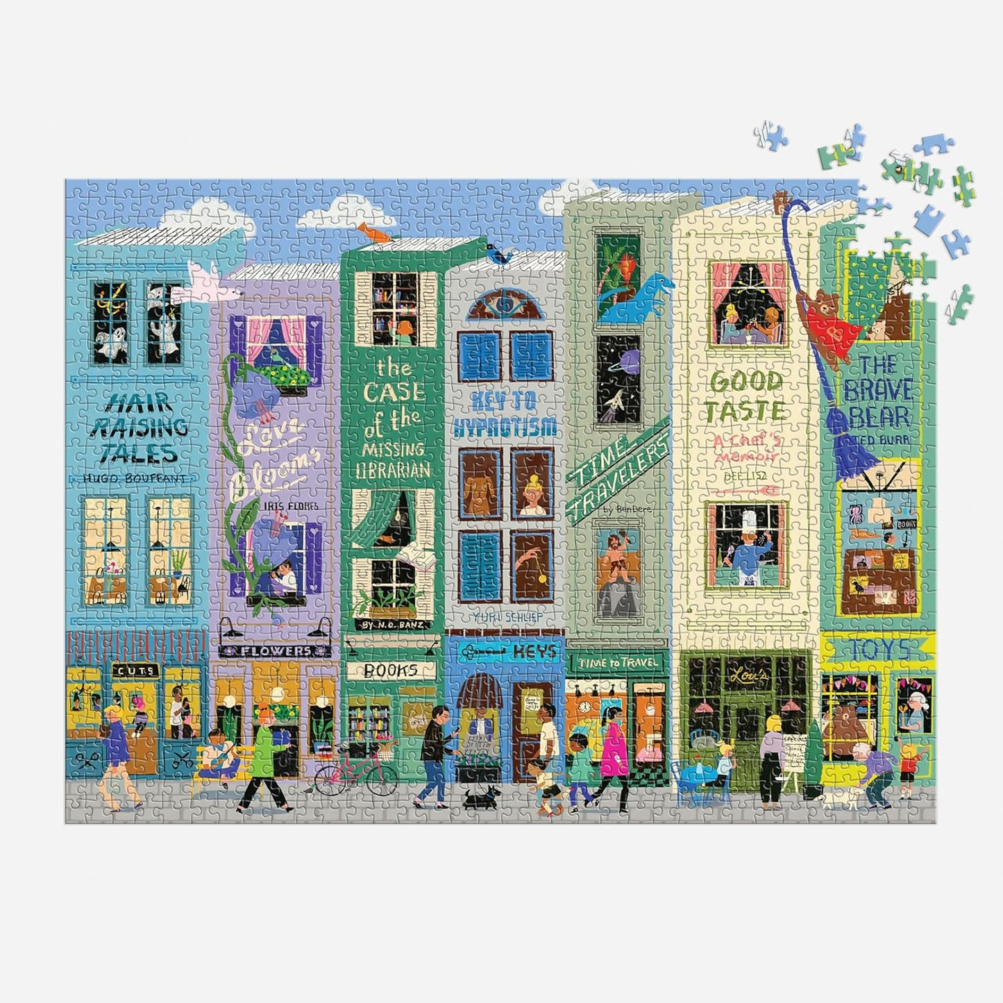 Galison Main Street Books – 1000 Piece Jigsaw Puzzle Featuring Beautiful Artwork of A Book Themed Neighborhood