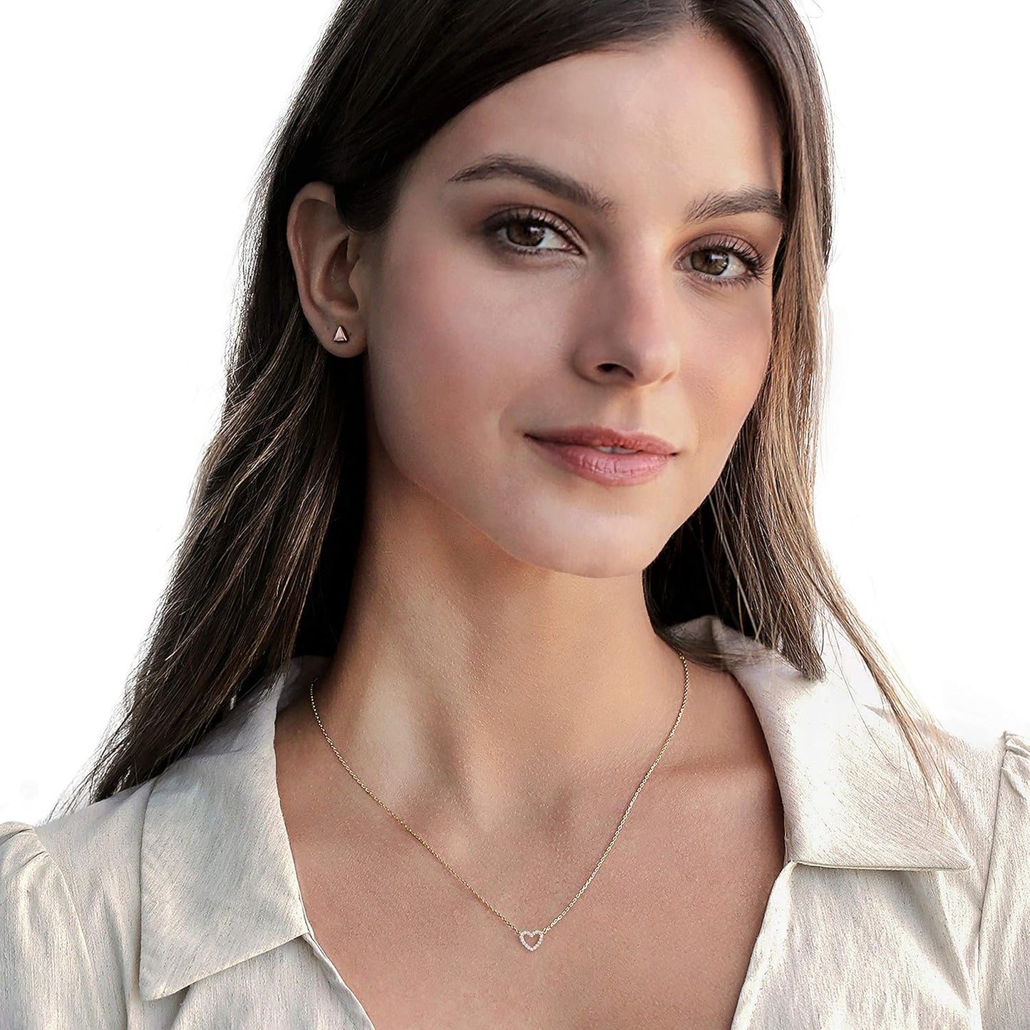 PAVOI 14K Gold Plated Cubic Zirconia Heart Necklace | Cute Dainty Love Pendant Necklaces for Women - Valentines Day Trendy Jewelry