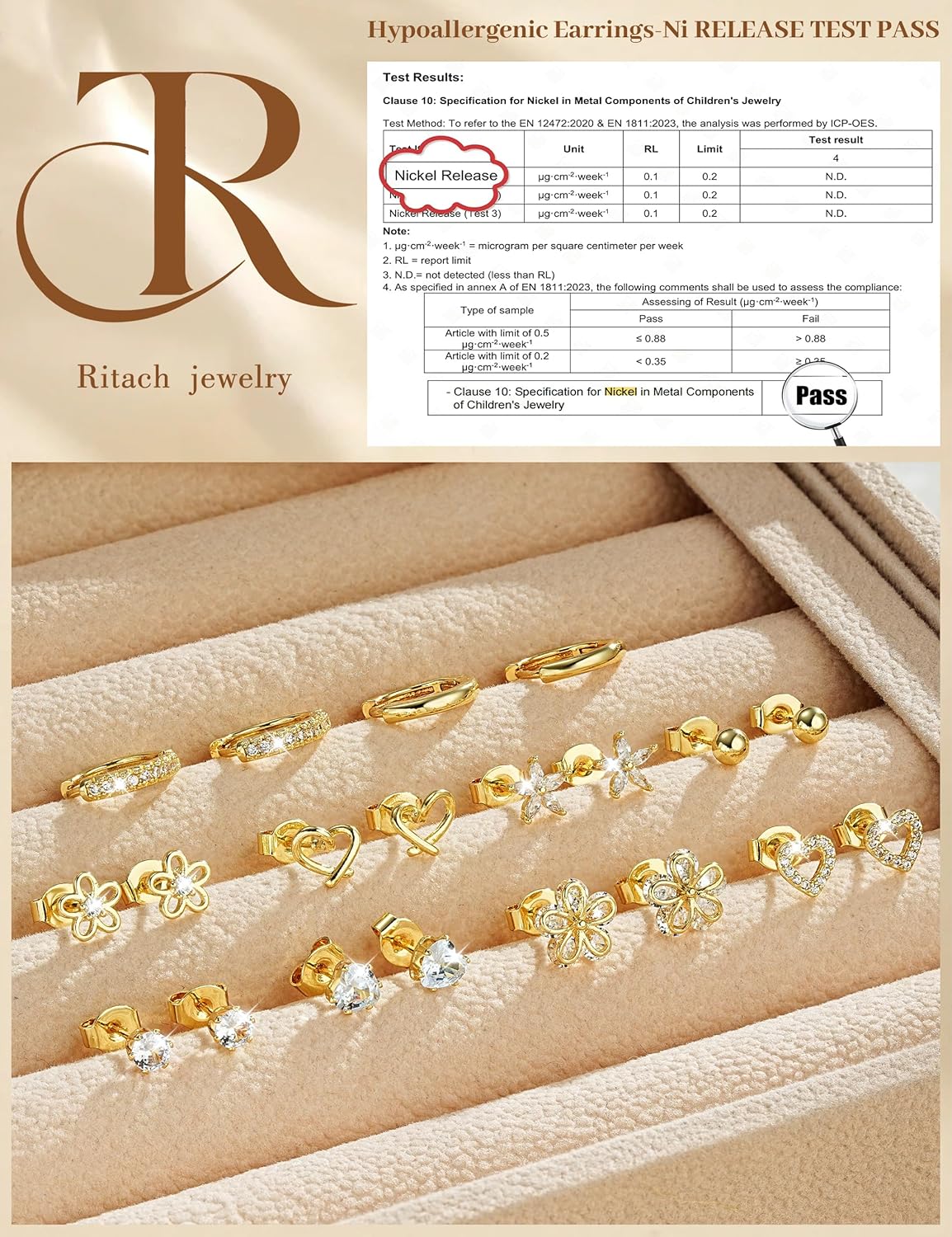 Small Gold Stud Earrings Set for Women - 14K Gold Plated CZ Huggie Hoops Hypoallergenic Earrings Dainty Flower Heart Stud Earrings for Jewelry Gift