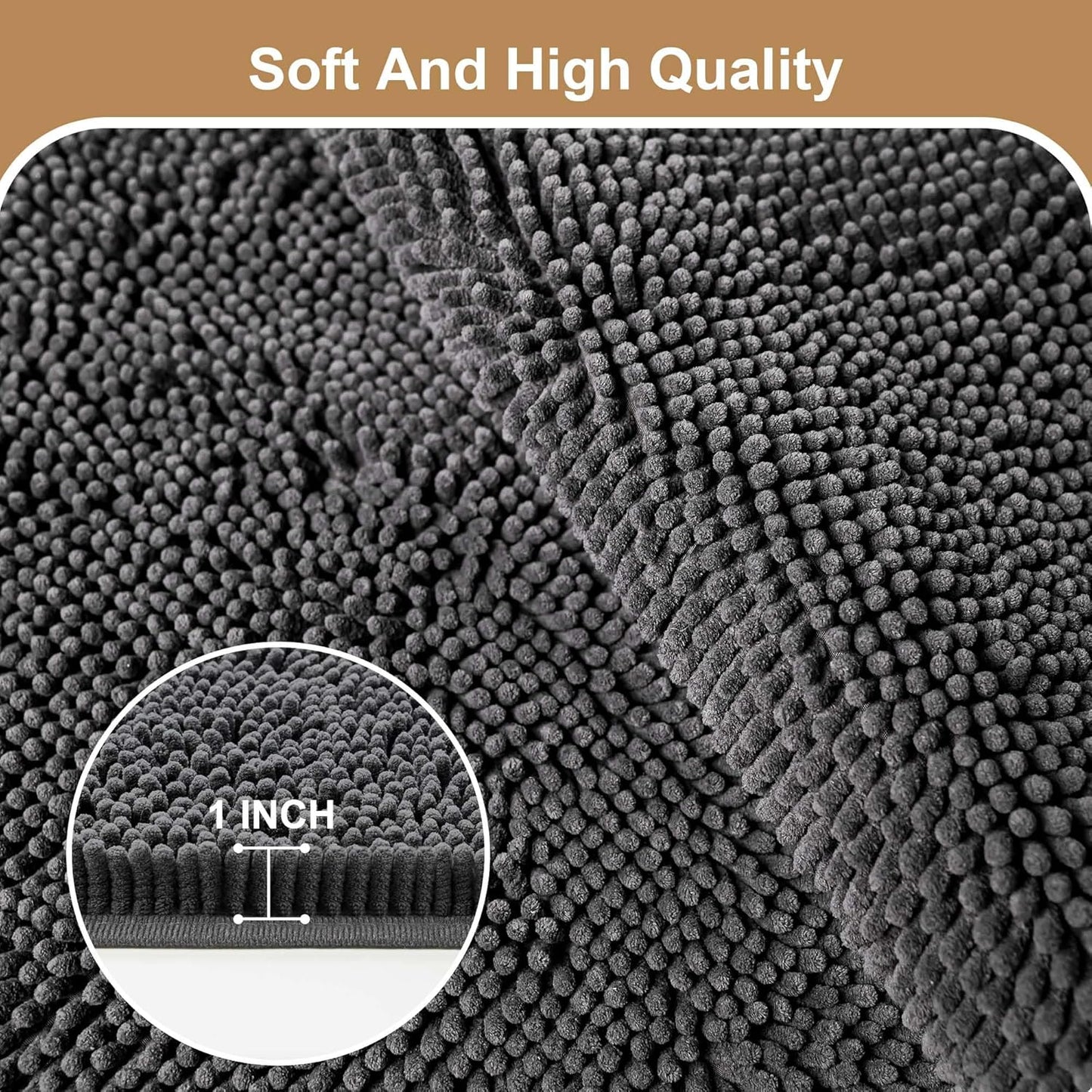 Amyracel Absorbent Dog Door Mat for Muddy Paws, 60" x 30" Non Slip Washable Door Mat Indoor Entrance, Quick Dry Chenille Pet Entry Rugs for Entryway Indoor, Grey