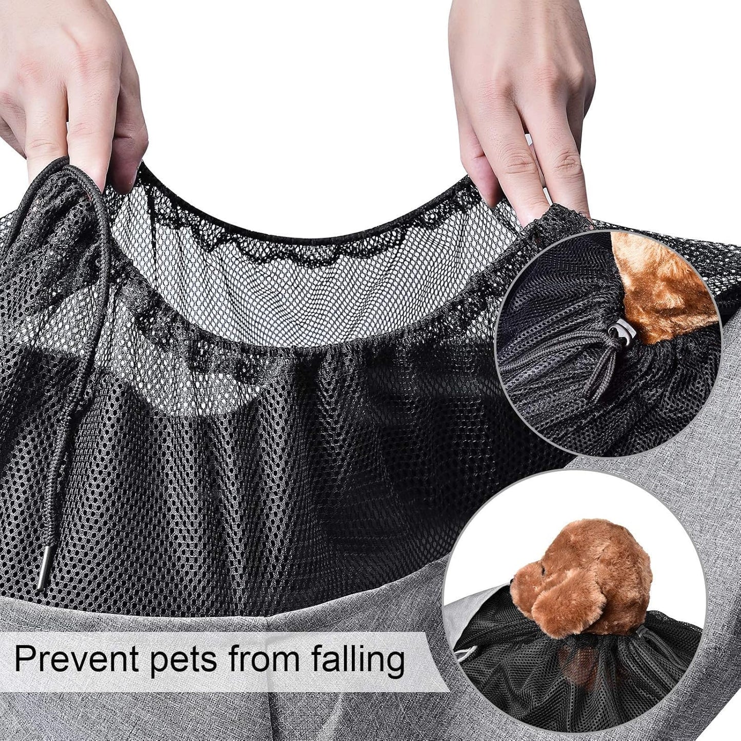 Dog Cat Sling Carrier Adjustable Padded Shoulder Strap with Mesh Pocket for Outdoor Travel (Grey, L - 8 to 15 lbs)