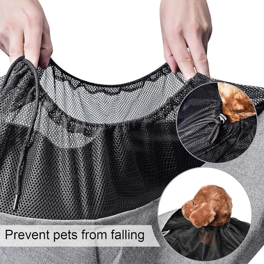 Dog Cat Sling Carrier Adjustable Padded Shoulder Strap with Mesh Pocket for Outdoor Travel (Grey, L - 8 to 15 lbs)