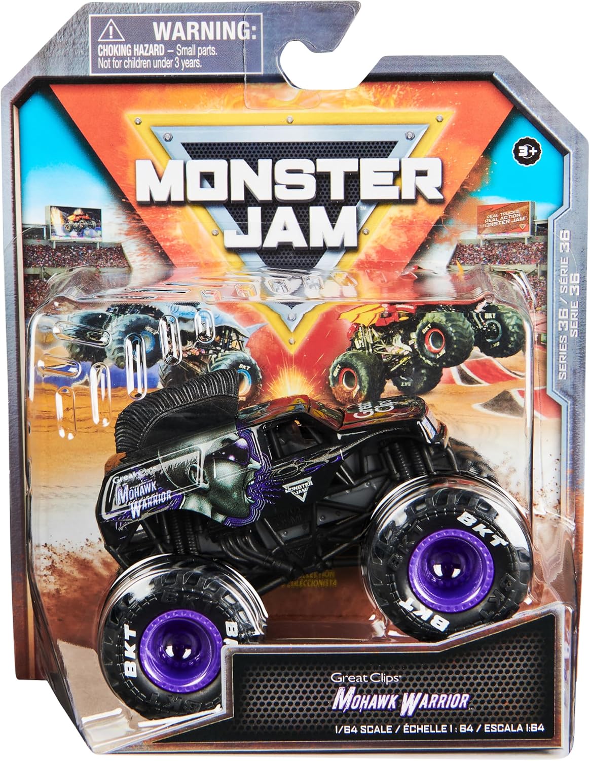 Monster Jam, Official Mohawk Warrior Monster Truck, Die-Cast Vehicle, 1:64 Scale, Kids Toys for Boys Ages 3 and up
