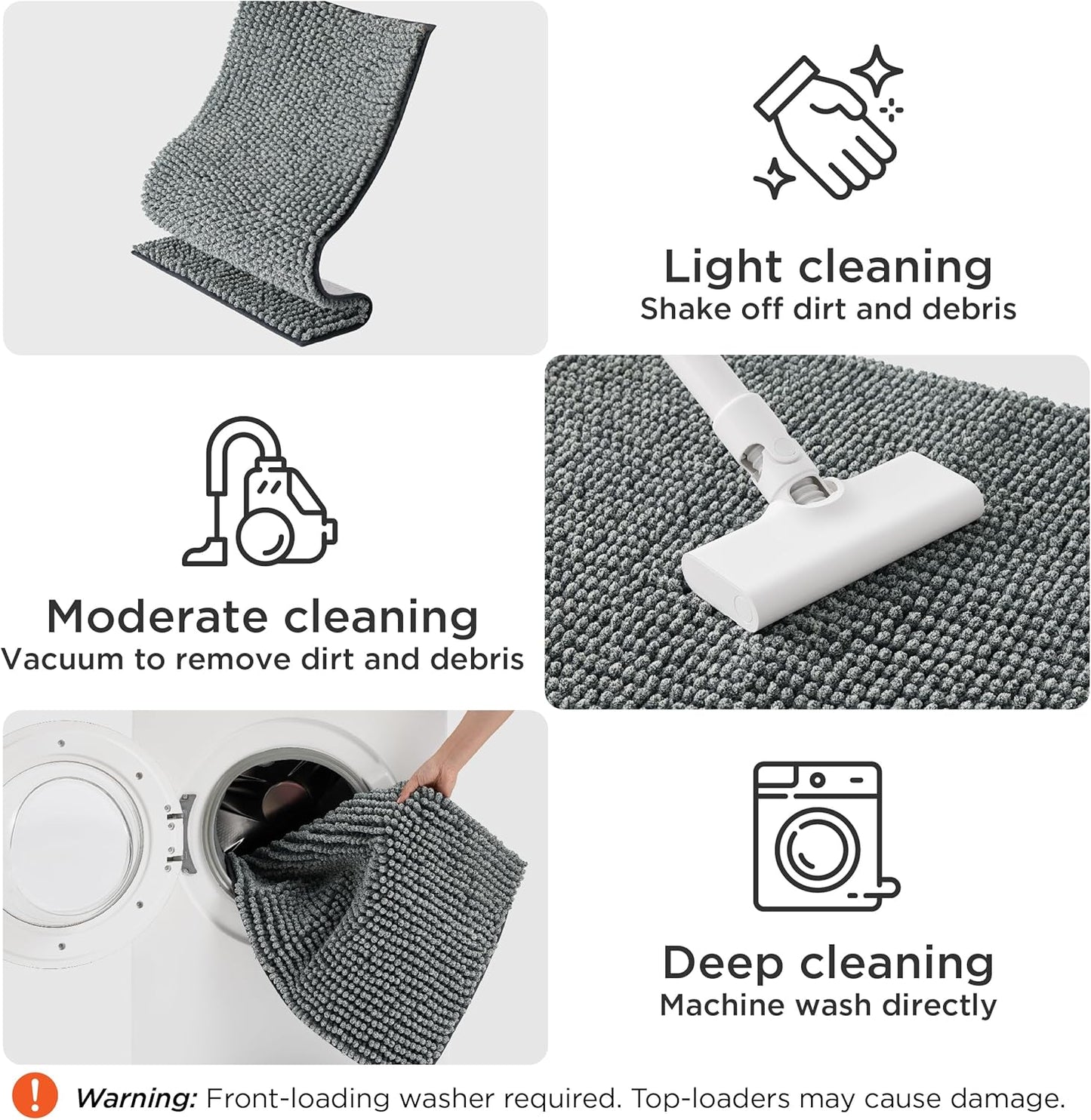 Bedsure Dog Door Mat for Muddy Paws, High-Low Absorbent Chenille Indoor Entrance Mud Dirt Trapper Soak-Stopper, Machine Washable Non-Slip Entryway Rug for Pets, 30"x19" Grey
