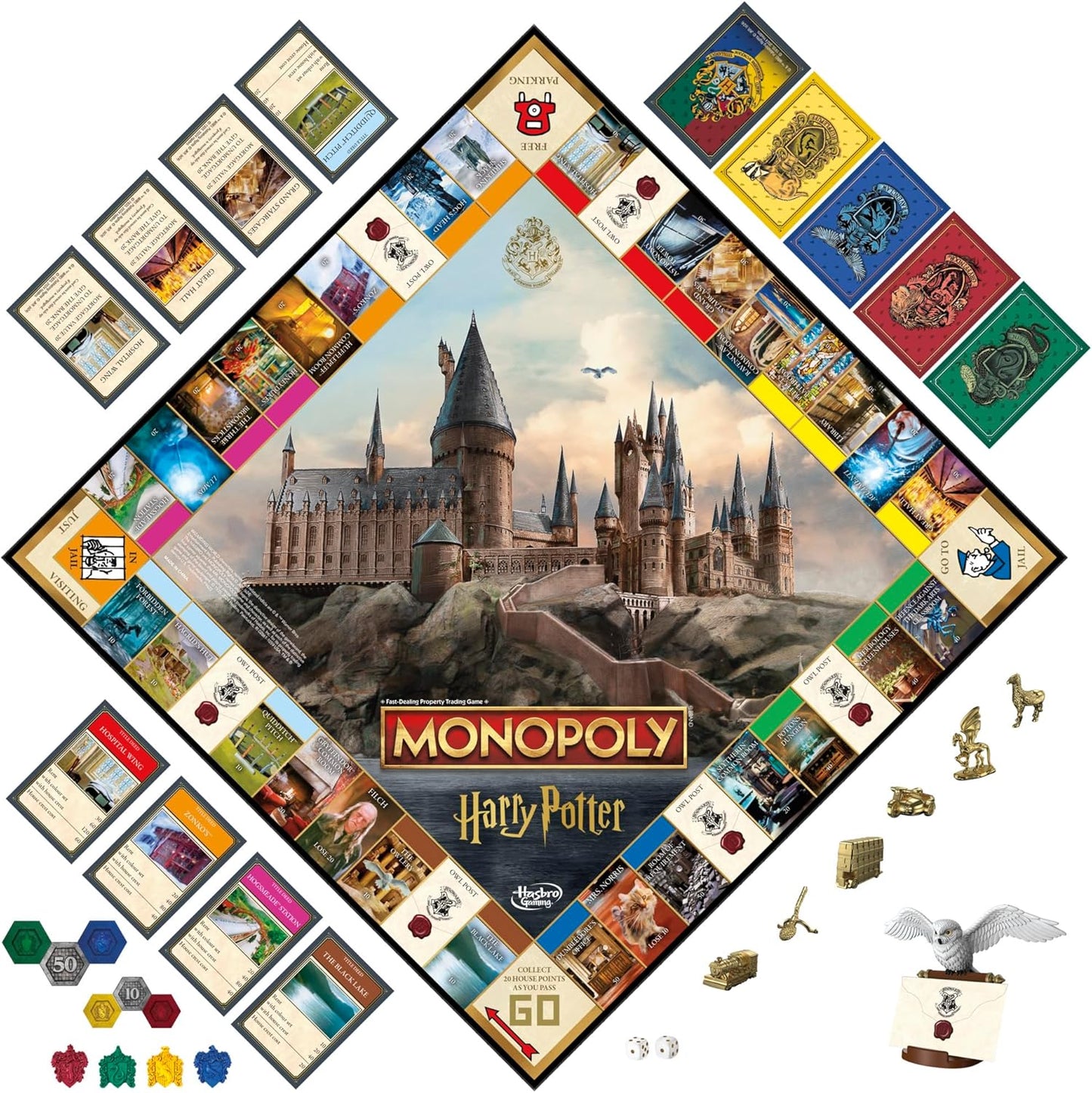 Hasbro Gaming Monopoly Harry Potter Edition Board Game | A Magical Adventure at Hogwarts | Ages 8 and Up | 2 to 6 Players | Family Games | Gifts for Kids and Adults
