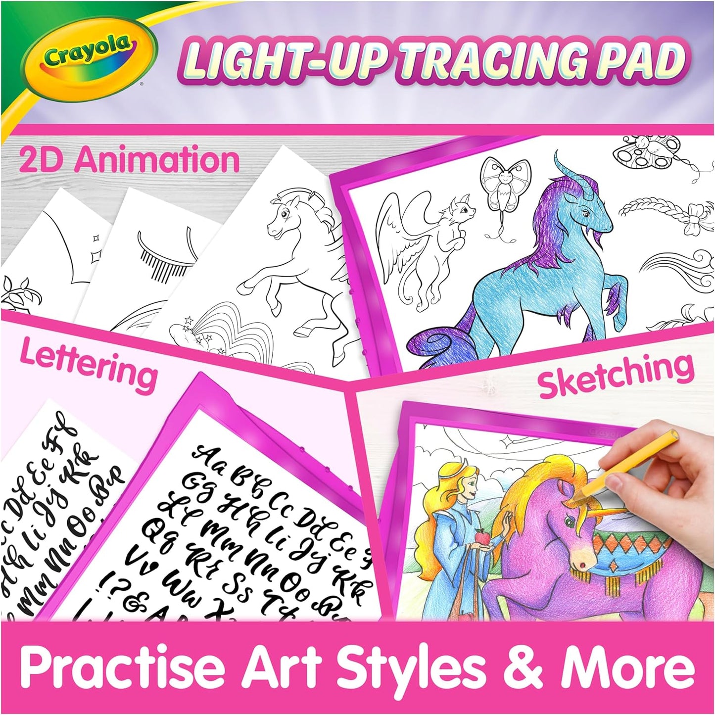Crayola Light Up Tracing Pad Pink, Essential Easter Basket Stuffers, Best Birthday Gifts for Girls & Boys, 6, 7, 8 Year Olds, Kids Toys, Light Box Art Kit for Kids [Amazon Exclusive]