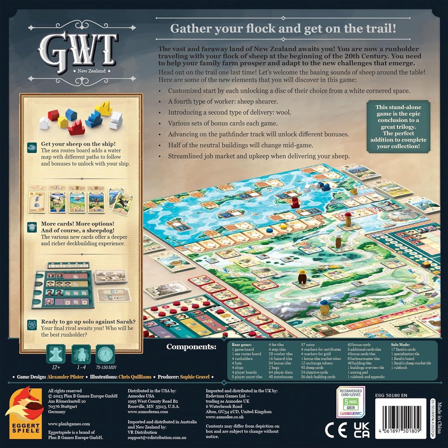 Great Western Trail 2nd Edition New Zealand Board Game - Embark on a Unique Cattle Ranching Adventure! Strategy Game for Kids & Adults, Ages 12+, 1-4 Players, 75-150 Min Playtime Made by Eggertspiele