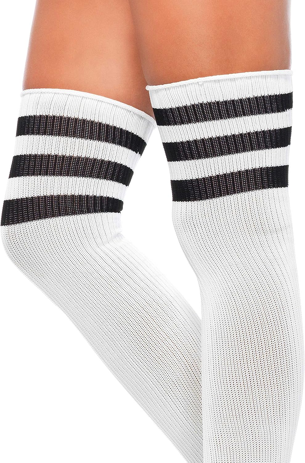 Leg Avenue Women's Athletic Three Striped Thigh High Socks
