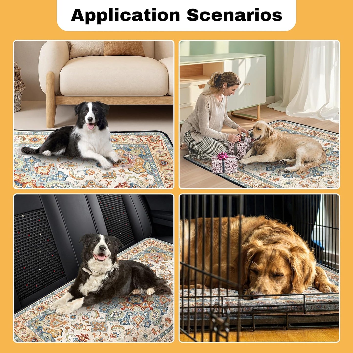 PatiencET Washable Pee Pads for Dogs Cat Litter Mat 72'' x 72" Super Absorbent Leakproof Reusable Puppy Pads 1 Pcs Puppy Training Pad with Non-Slip Bottom for Potty Whelping Playpen Crate Green