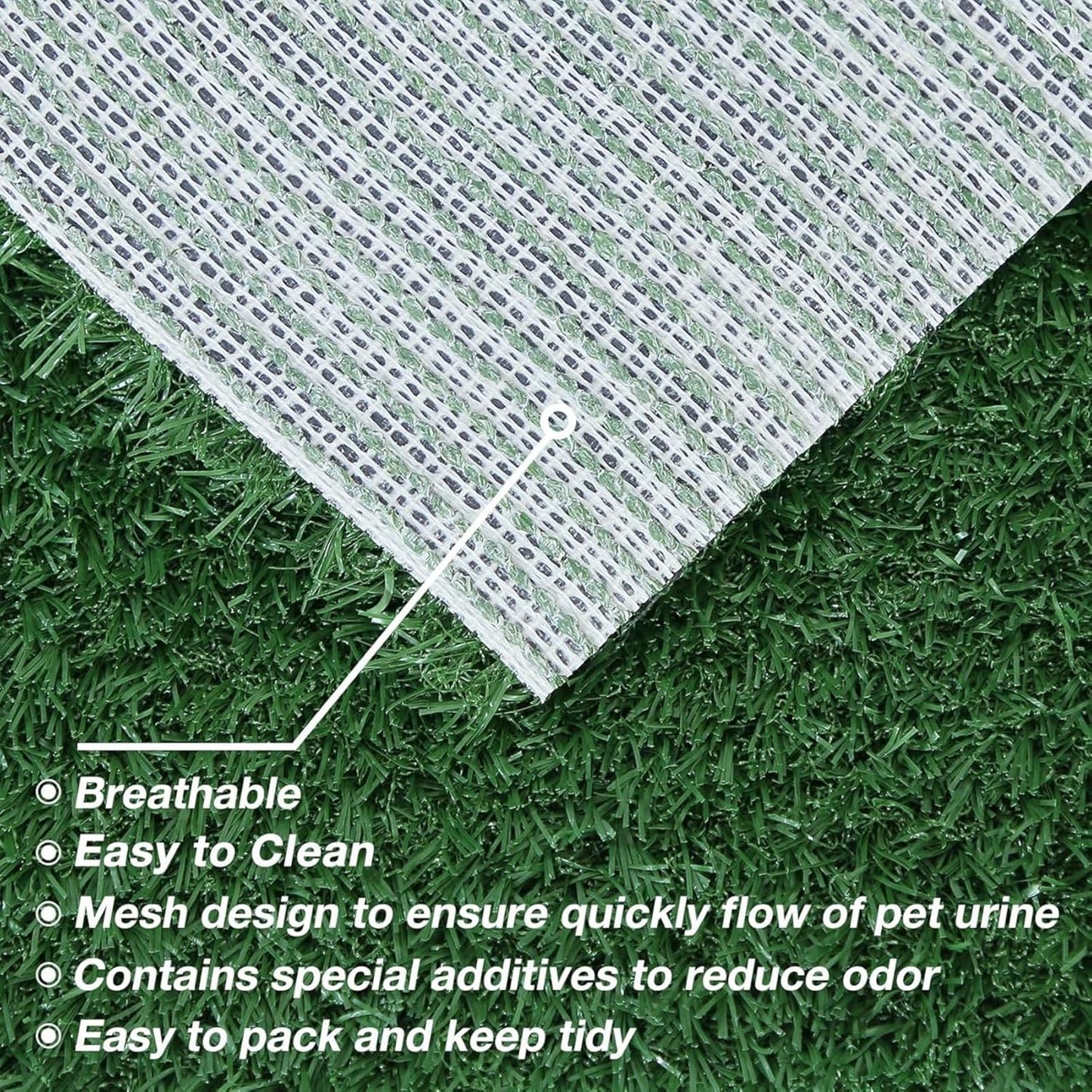 Reusable Grass Potty Pad, Fake Turf Training Pad, Leakproof with Absorbent Core, Comfortable Puppy Toilet Mat , Pet Training Pads with Natural Look, Dog Toilet Pads for Indoor Areas