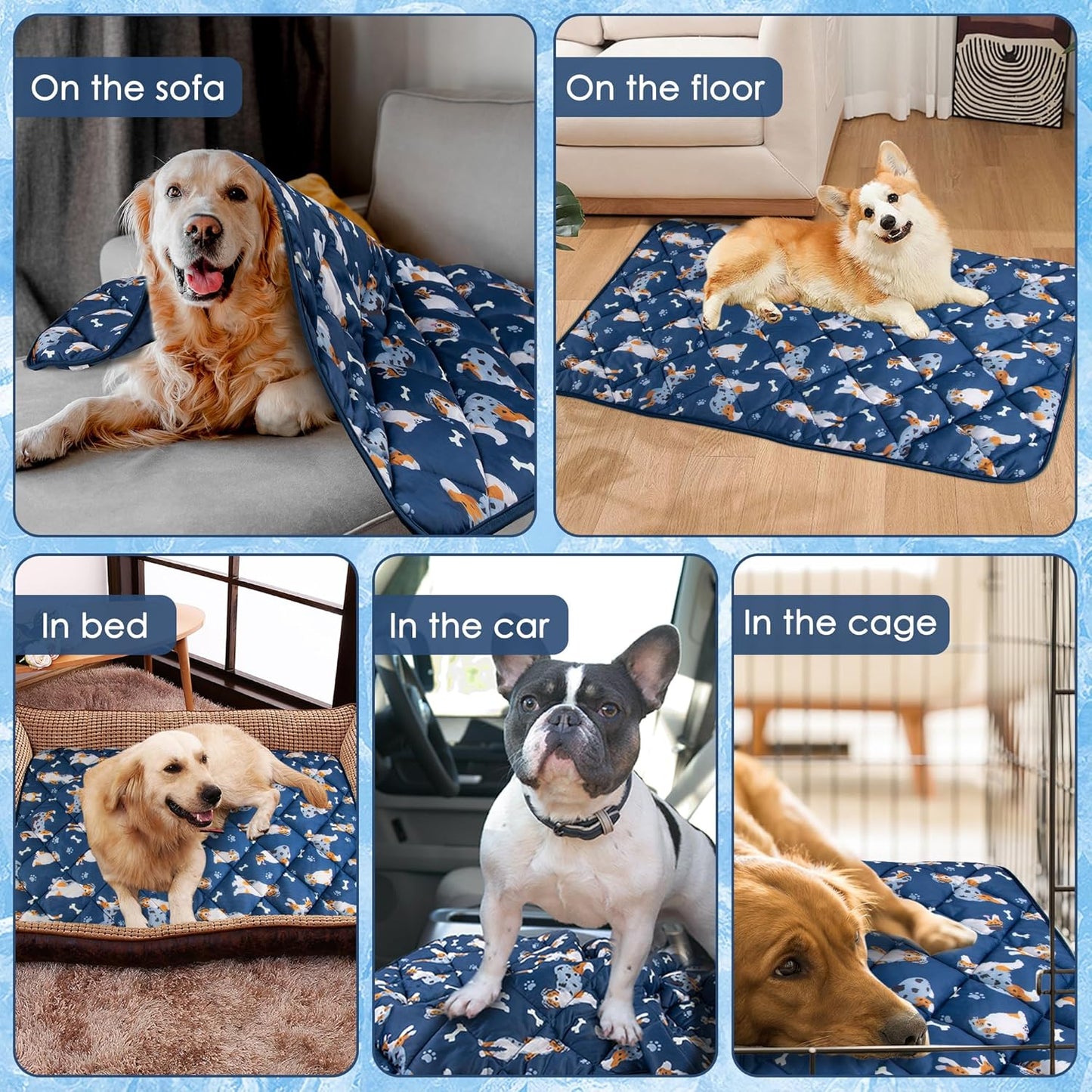 Dog Cooling Mat, Premium Lightweight Pet Cooling Blanket Bed Cover for Dogs, Cat, Puppies | Ice Silk Cool Pad for Dogs Furniture Protector | Machine Washable Pet Blanket, 40''x60''