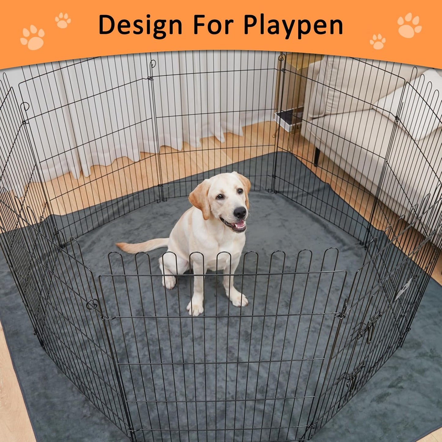 Washable Pee Pads for Dogs 3 Packs, Non-Slip Washable Pee Pads for Dogs, Fast Absorbent Pet Whelping Pads, Waterproof Dog Playpen Mat for Incontinence, Housebreak, Crate, 36'' x 48", Gray