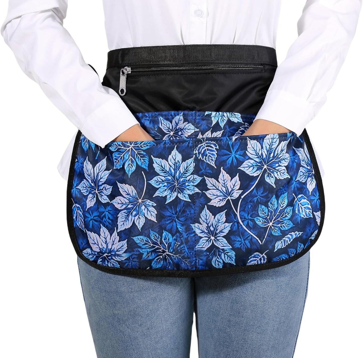 Waterproof Server Apron for Women with 5 Pockets,Quickly Put on and Take off Waitress Aprons,Work Apron for Bartender Barista