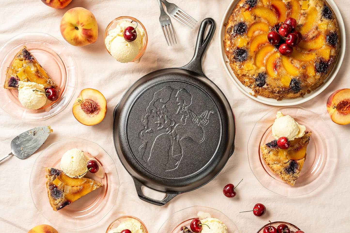 Lodge 10.25 Inch Dolly Parton Pre-Seasoned Cast Iron Stamped Skillet - Signature Teardrop Handle - Use in the Oven, on the Stove, on the Grill, or Over a Campfire, Black