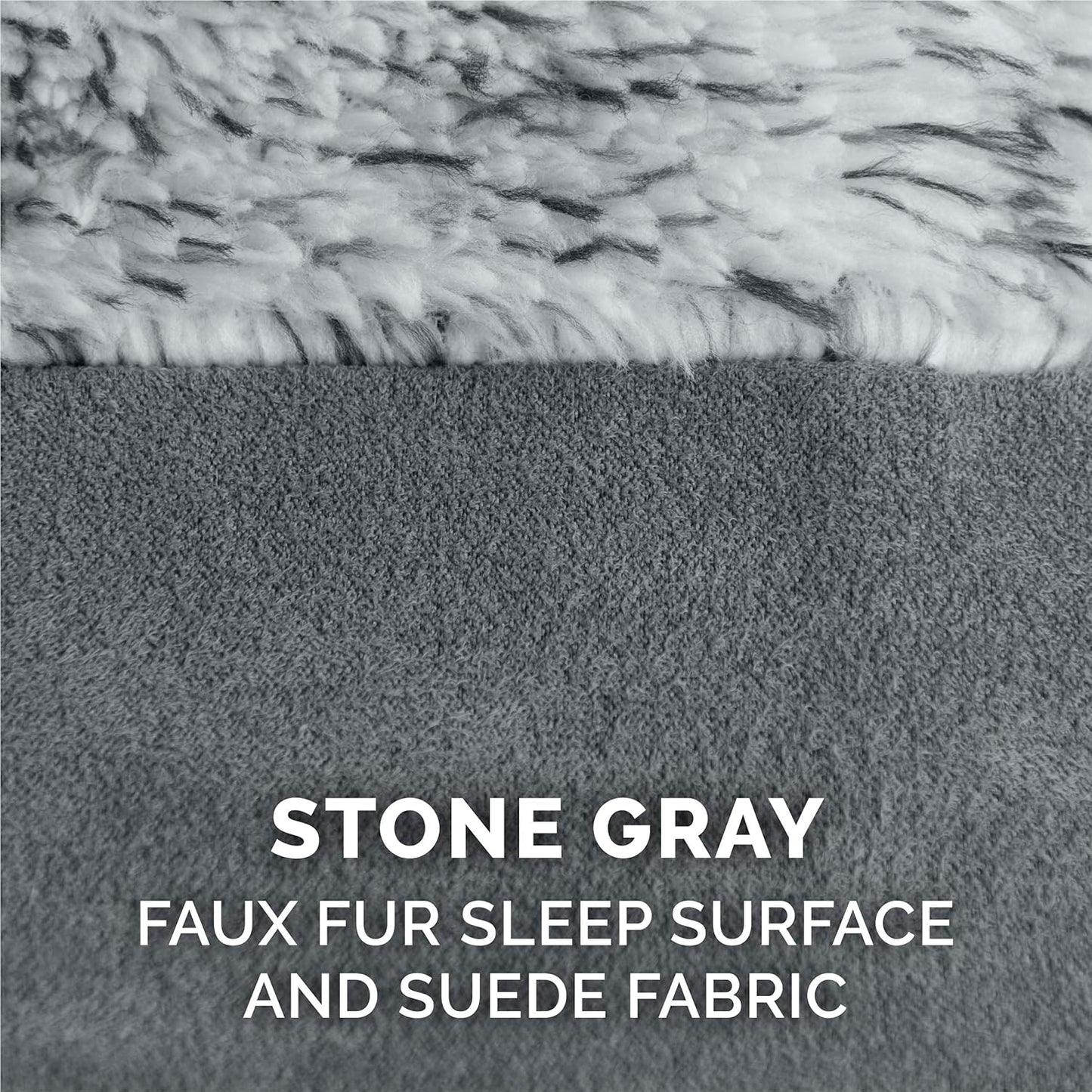 Furhaven Dog Bed L-Chaise Stone Gray, Medium W/Same Size Waterproof Liner