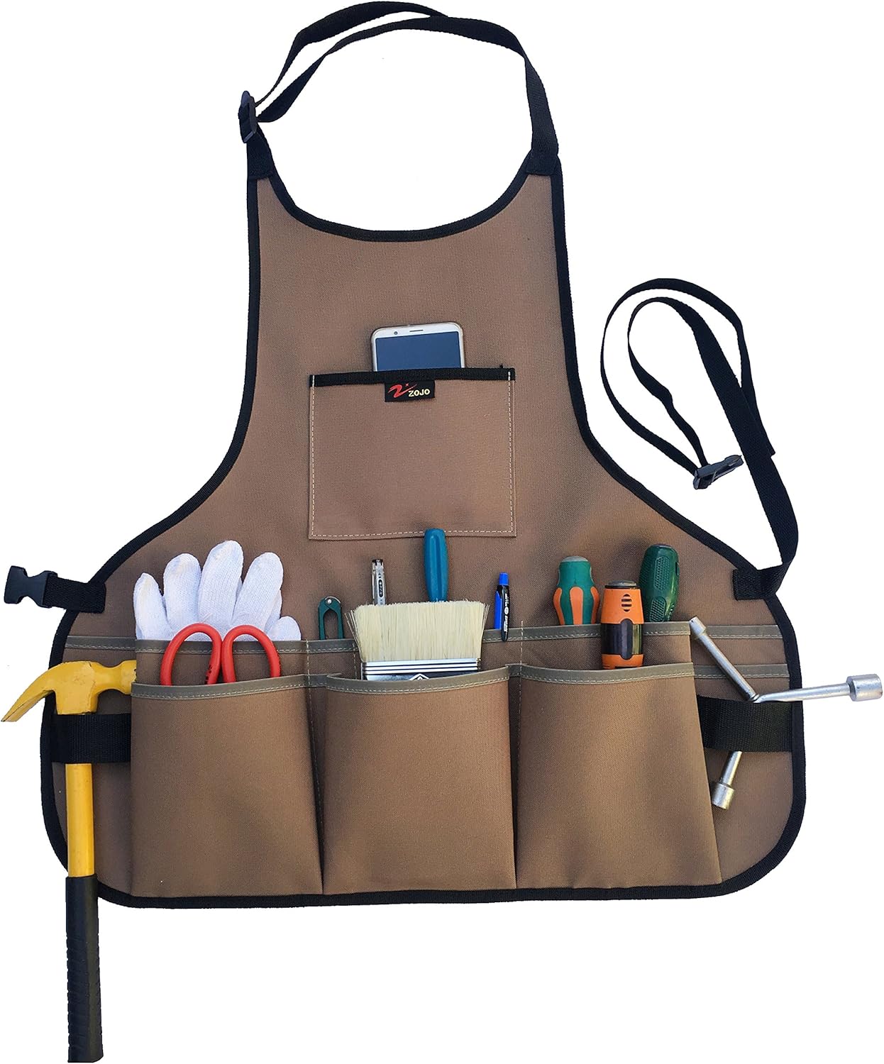 zojo Waterproof Garden Tool Apron with Tool Pockets fit for Gardening Workers mechanics, machinists, artists, chefs, tattoo, barbers, bartenders, gardener and more (Coffee)