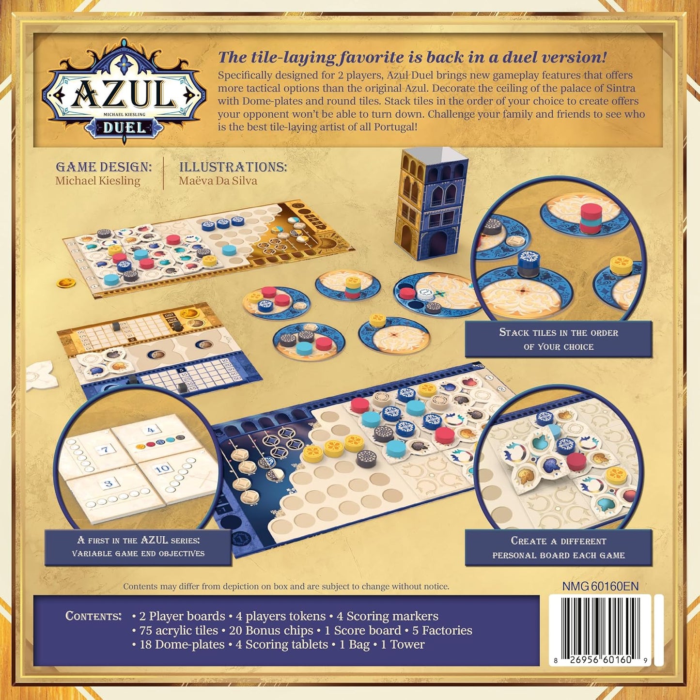 Asmodee Azul Duel Board Game - Competitive Head-to-Head Tile-Placement Strategy Game, Stunning Mosaic Art and Quick Gameplay for Kids & Adults, Ages 8+, 2 Players, 30-45 Minute Playtime