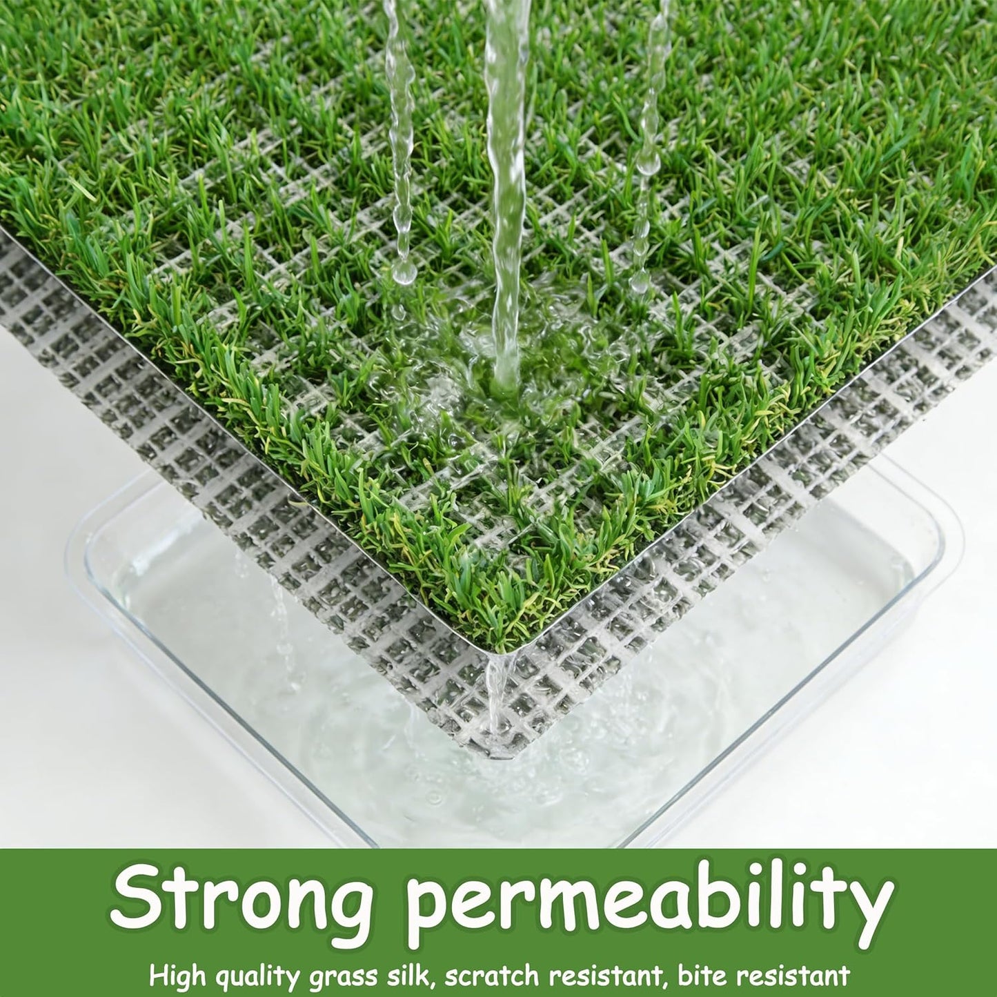 Dog Grass Pad with Tray, Indoor Potty with Three Walls, 35" X 24",with 2 Reusable Premium Grass Pads