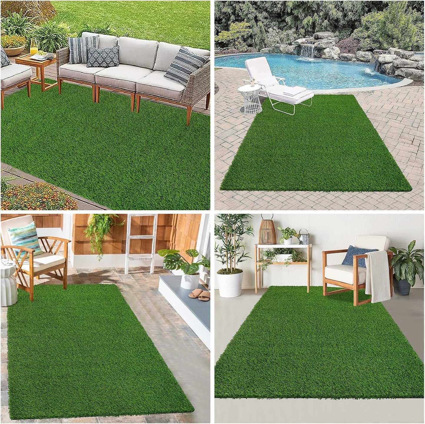 Bsmathom Artificial Grass Rug Indoor Outdoor Rug, 3x5Ft Dog Grass Mat with Drainage Holes, Synthetic Artificial Grass Turf Fake Grass Rug for Balcony Garden Lawn Landscape, 3x5Ft