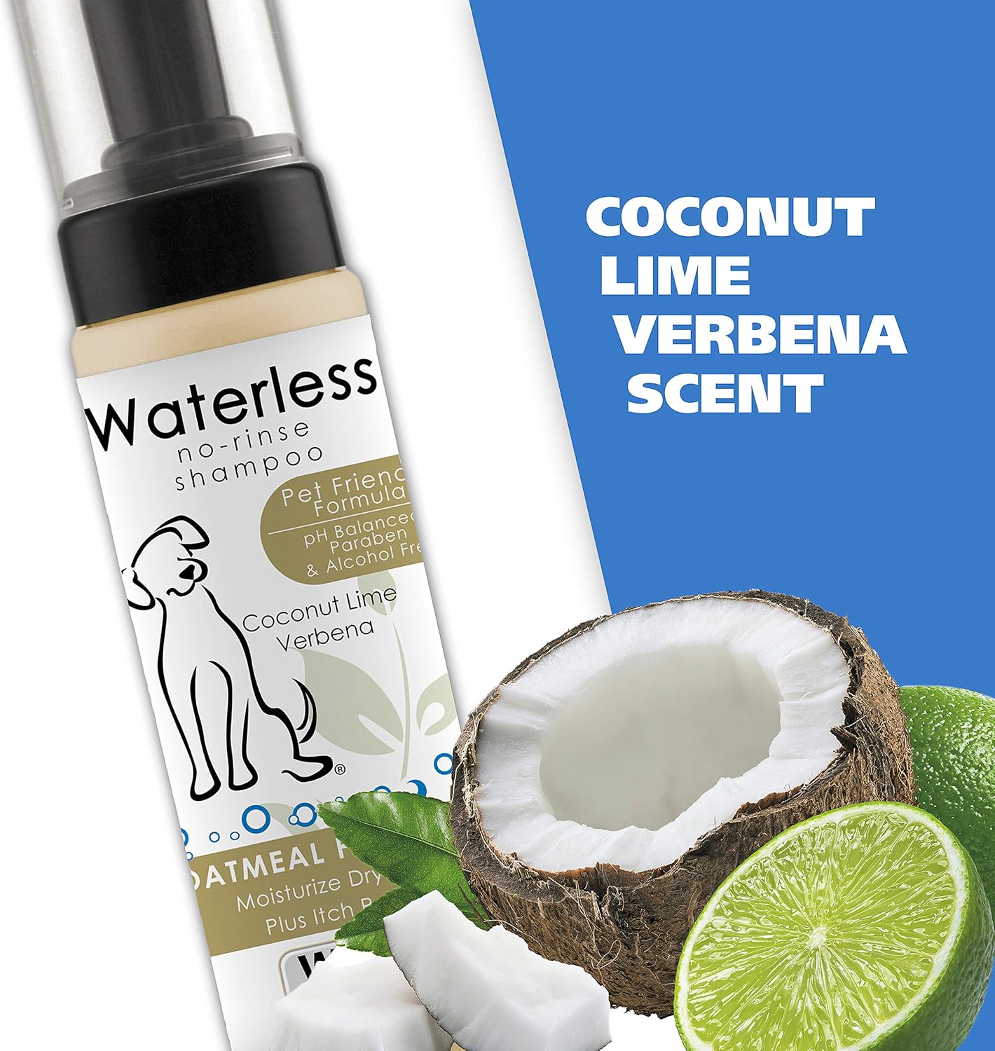 Wahl USA Pet Friendly Waterless No Rinse Shampoo for Animals - Coconut Lime Verbena Scent – Oatmeal Formula Cleans, Conditions, Detangles & Moisturizes Dogs Fur – 7.1 Oz - Model 820015A
