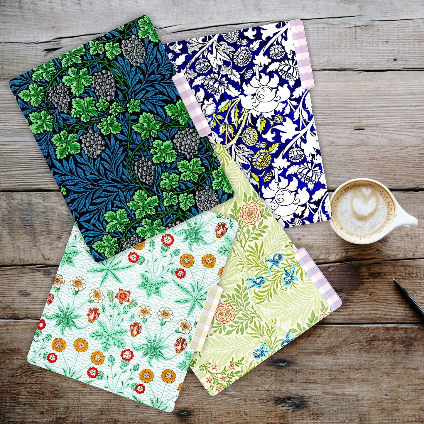 PARTH IMPEX 12 Pack William Morris Decorative File Folders, 1/3 Cut Tab with Assorted Positions, Letter Size Paper Holders (9.75” x 11.75”) Matte Finish Laminated for Office School Work