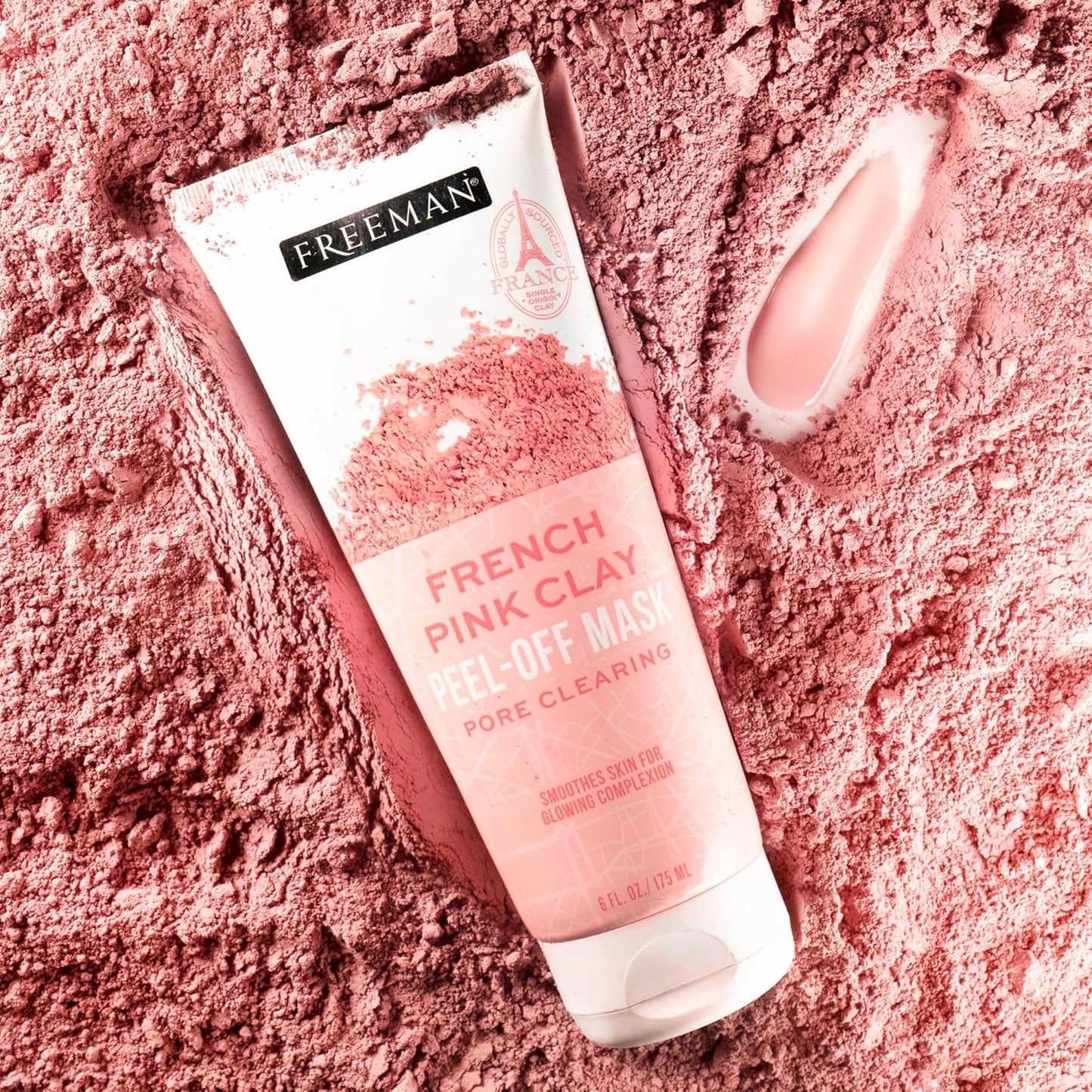 Freeman Exotic Blends French Pink Clay Peel-Off Face Mask, Pore Clearing Facial Mask, Detoxifies & Removes Impurities, Clean Skincare, For Normal & Combination Skin, 6 fl. oz./175 ml. Tube