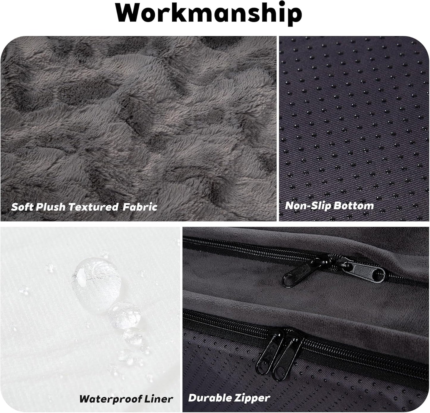 Orthopedic Dog Bed Couch for XLarge Plus Sized Pets with Egg Foam Support, Four-Sided Bolster Cushions, Soft Tear-Resistant Fabric, and Removable Machine Washable Plush Cover, 48'', Dark Gray
