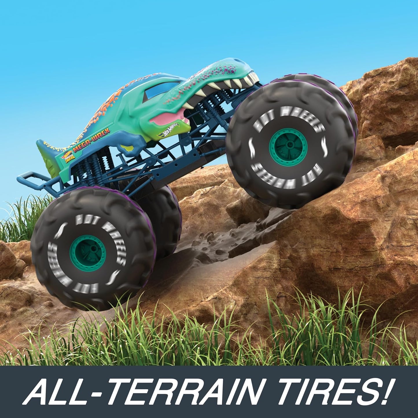 Hot Wheels RC Monster Trucks Mega-Wrex in 1:6th Scale, Extra Large Remote-Control Toy Truck, More Than 2ft Long