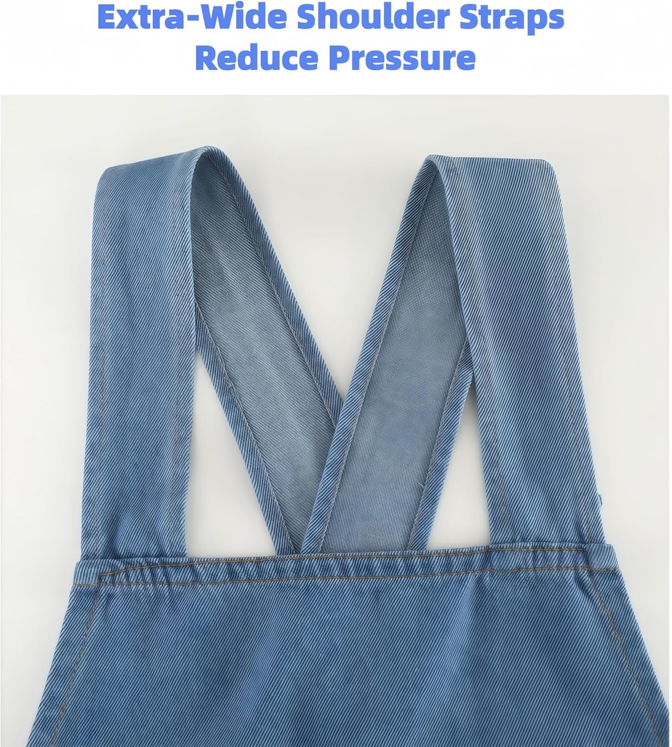Denim Work Apron with Pockets, No-Tie Slip-On Design, Durable Breathable Soft Jean Fabric, Barista Apron for Men Women, Coffee Shop, Kitchen Cooking, BBQ, Gardening, Craft, Workshop Utility Apron