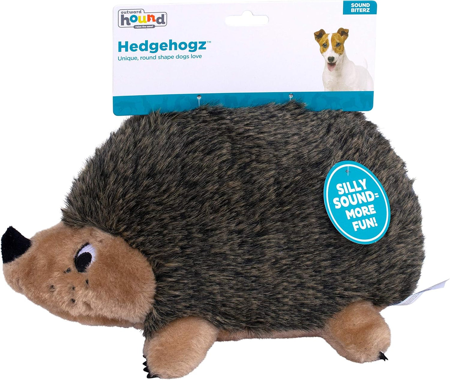 Outward Hound Hedgehogz Stuffed Dog Toy – Soft Plush Hedgehog, Grunts & Squeaks, Large, 12" x 6" x 7"