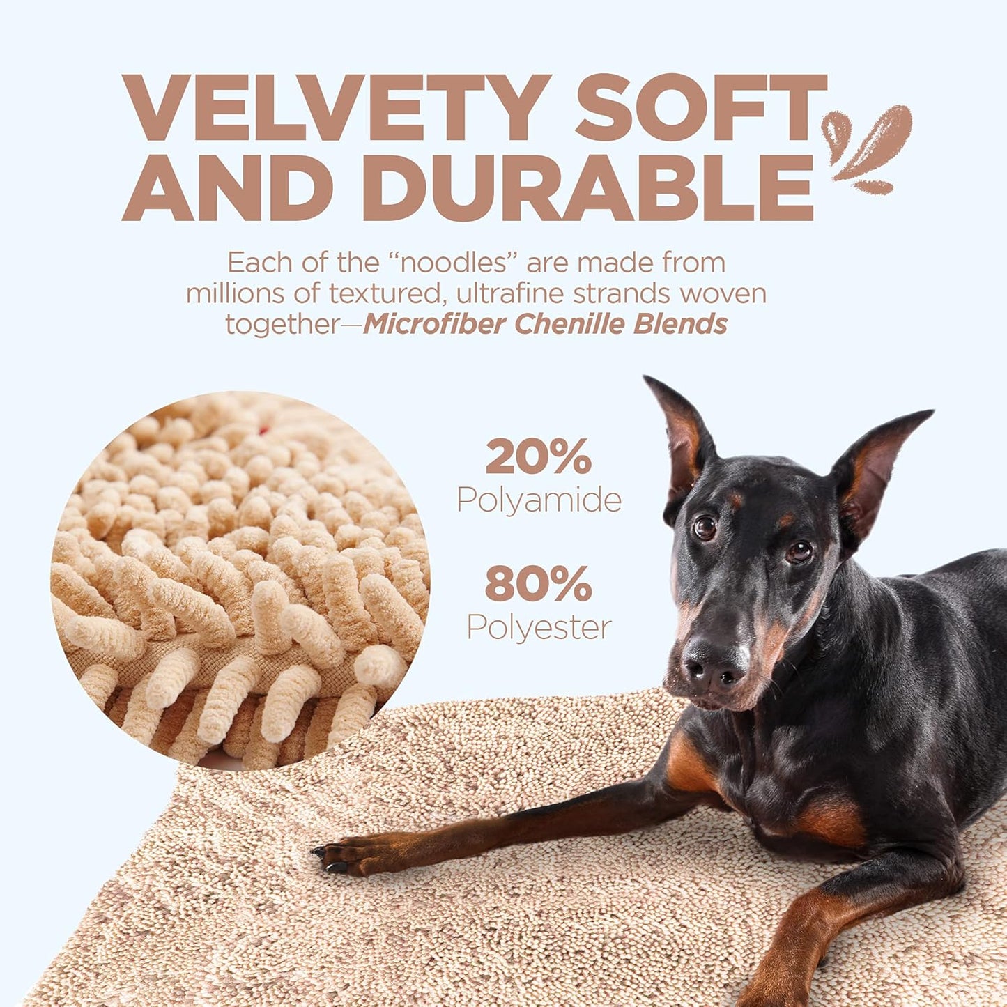 Soggy Doggy Dog Door Mat – Extra-Large Absorbent Chenille Microfiber Dog Rug for Muddy Paws, Wet Dogs & Entryway Floors, Non-Slip Backing, Machine Washable Doormat – Beige, 36” x 60”