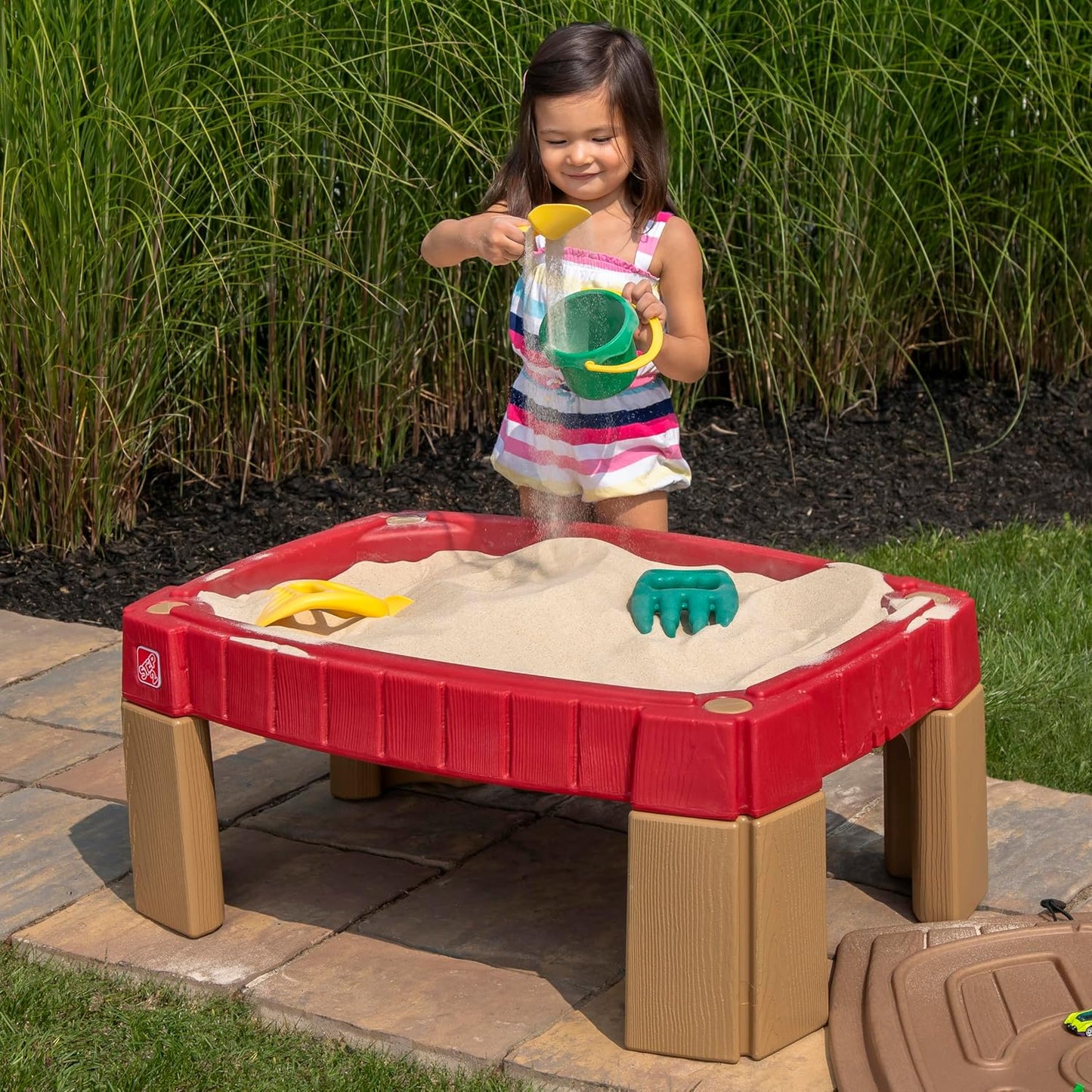 Step2 Naturally Playful Sand Table, Kids Sand Activity Sensory Table, 5 Piece Accessory Kit, Toddler Summer Outdoor Toys, 2+ Years Old