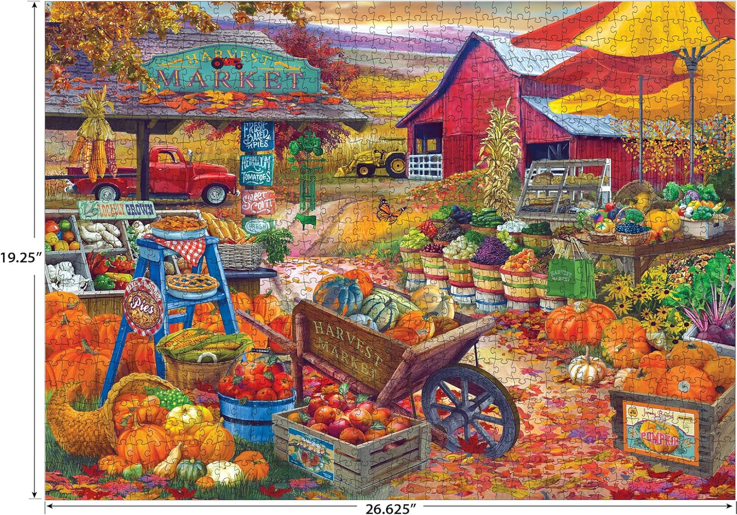 RoseArt - Bigelow Country - Harvest Market 1000 Piece Jigsaw Puzzle, Autumn Farm Market Puzzle for Adults