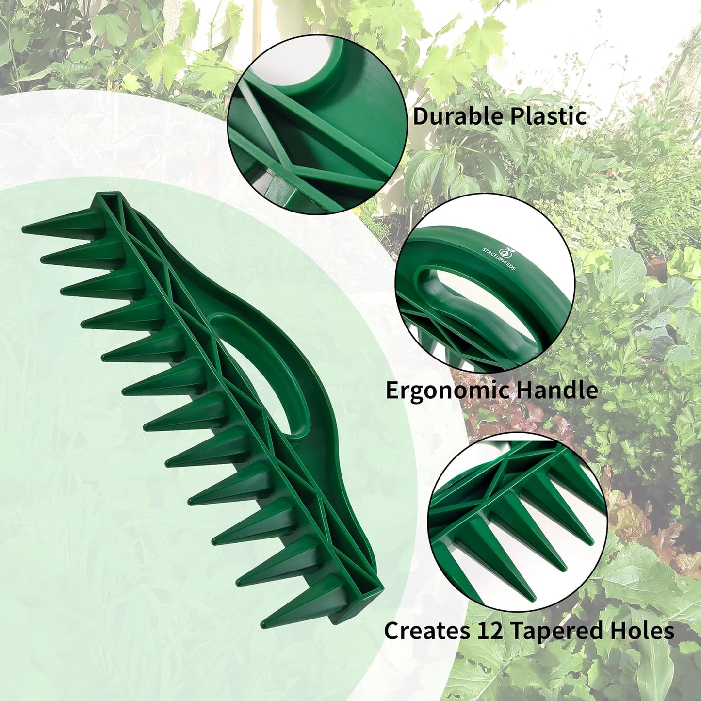 The Row Seeder by Seeding Square – Handheld Garden Tool for Precise Seed & Seedling Spacing in Rows & Seed Trays – for Vegetables, Flowers & Herbs. Durable & Ergonomic