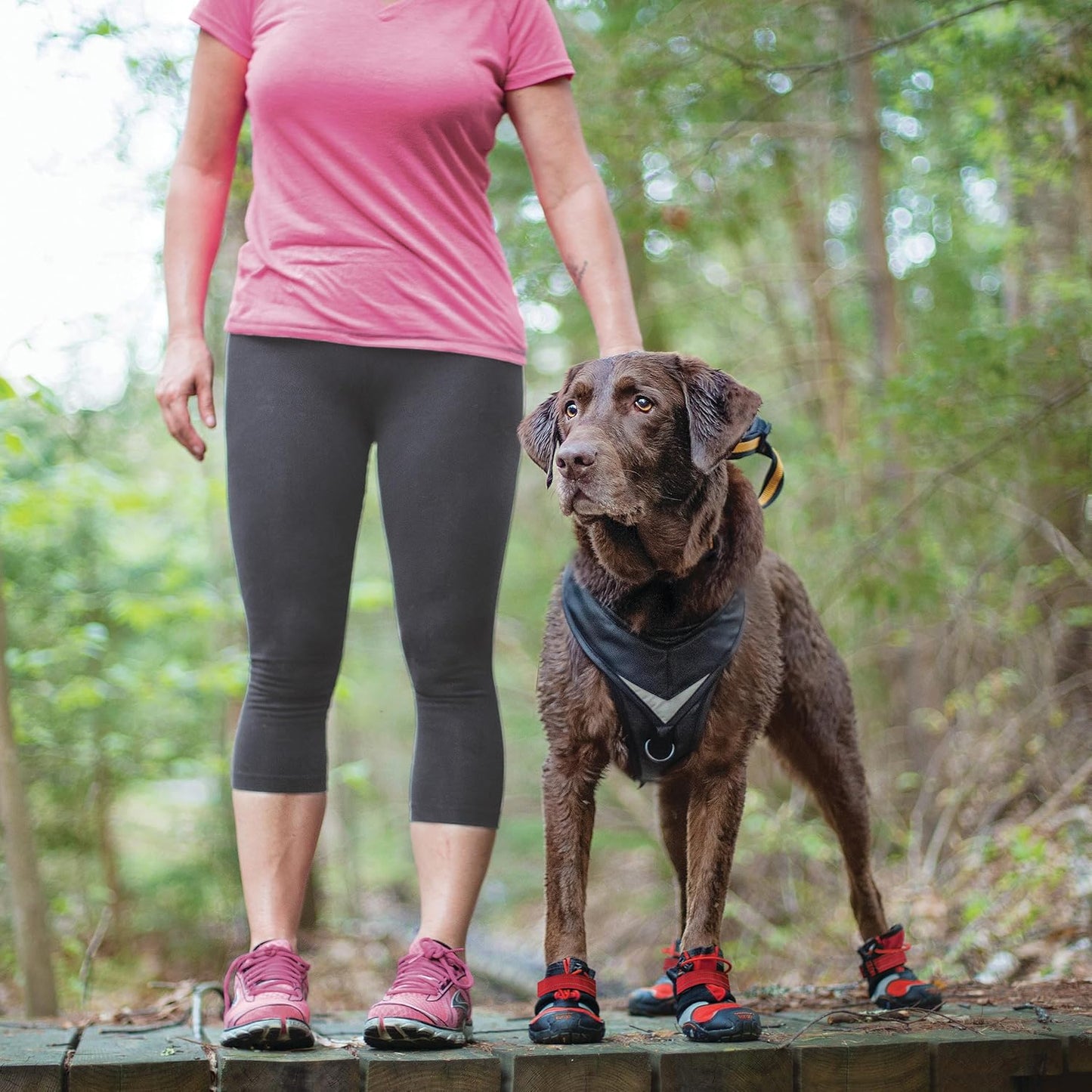 Kurgo Blaze Dog Boots - Protects Paws in All Seasons - Breathable Fabric - Water Resistant Dog Shoes - Dual Ankle Closure - Reflective Dog Boots - Includes 2 Shoes - Chili Red/Black - L